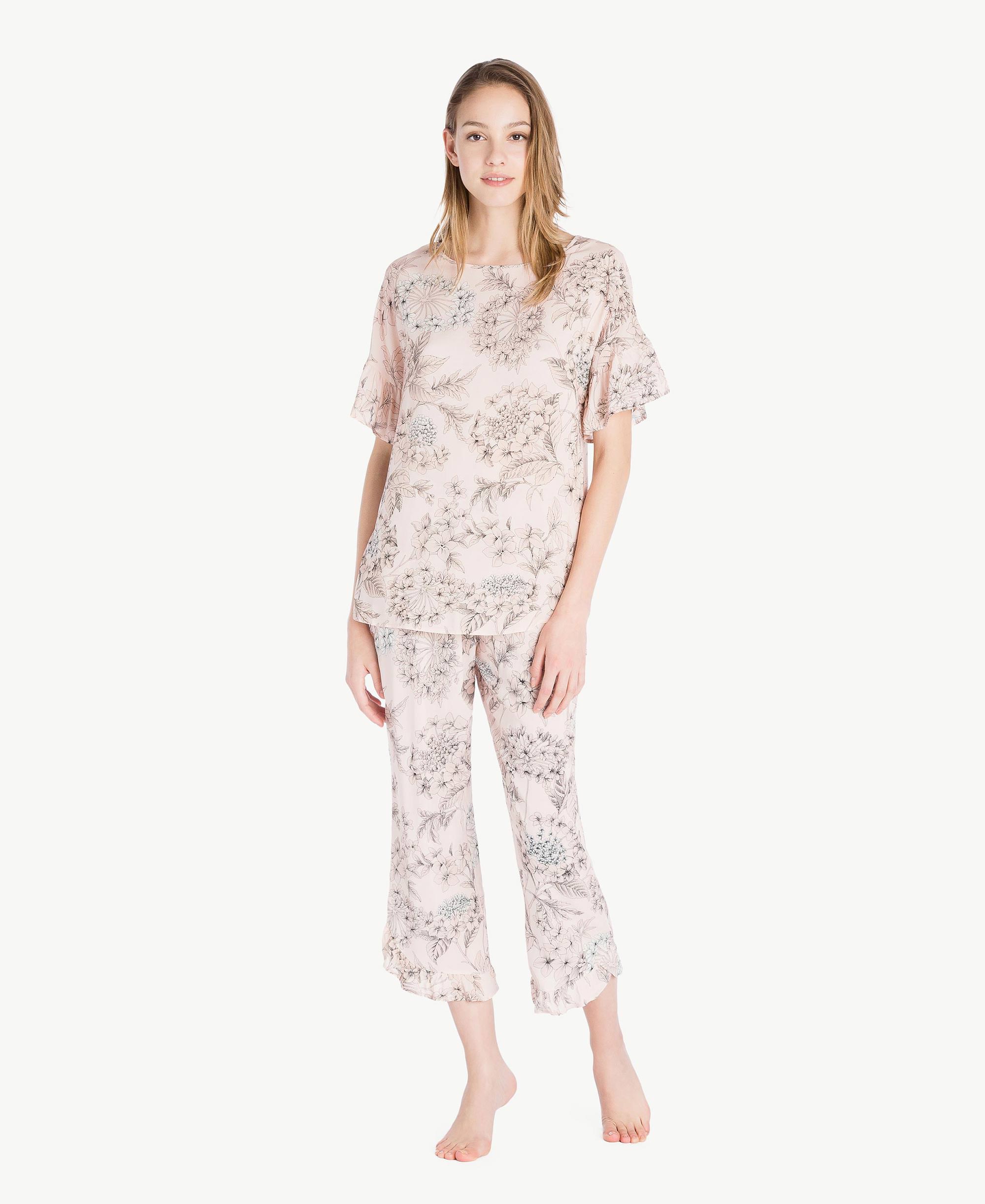 Pyjama manches courtes Femme Imprimé écru