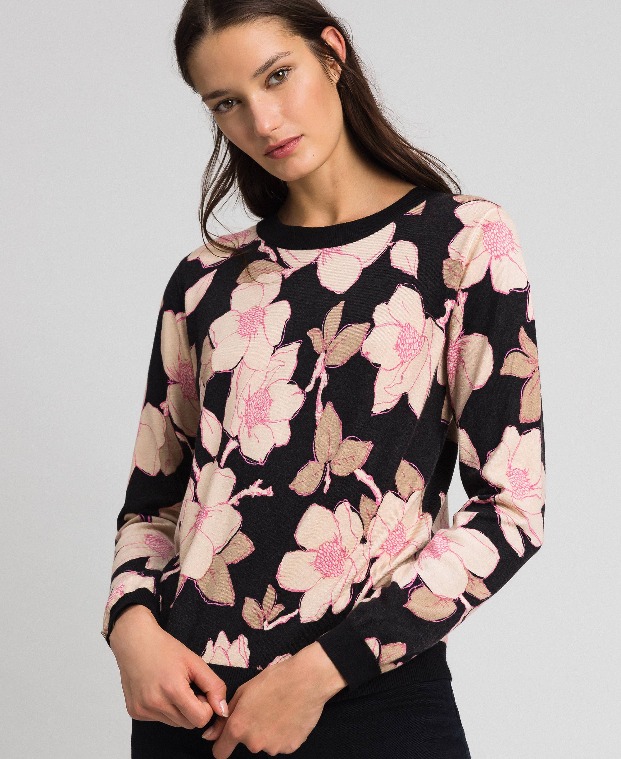 Floral print jumper-cardigan