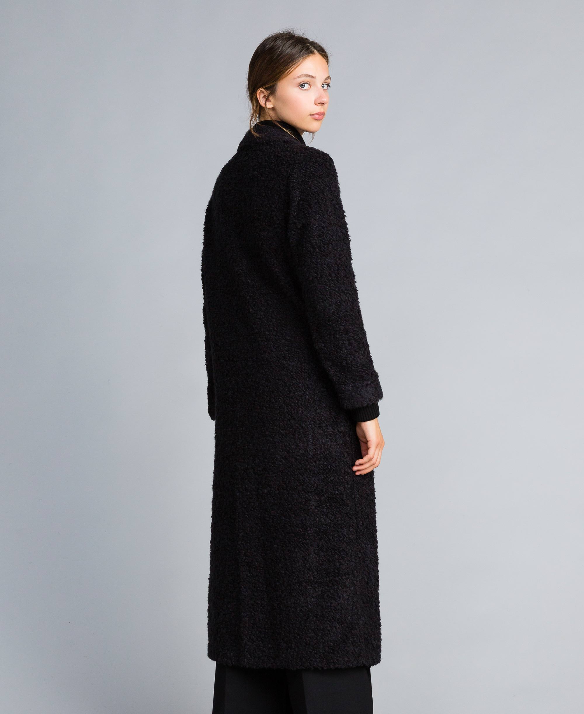 Long wool blend bouclé coat