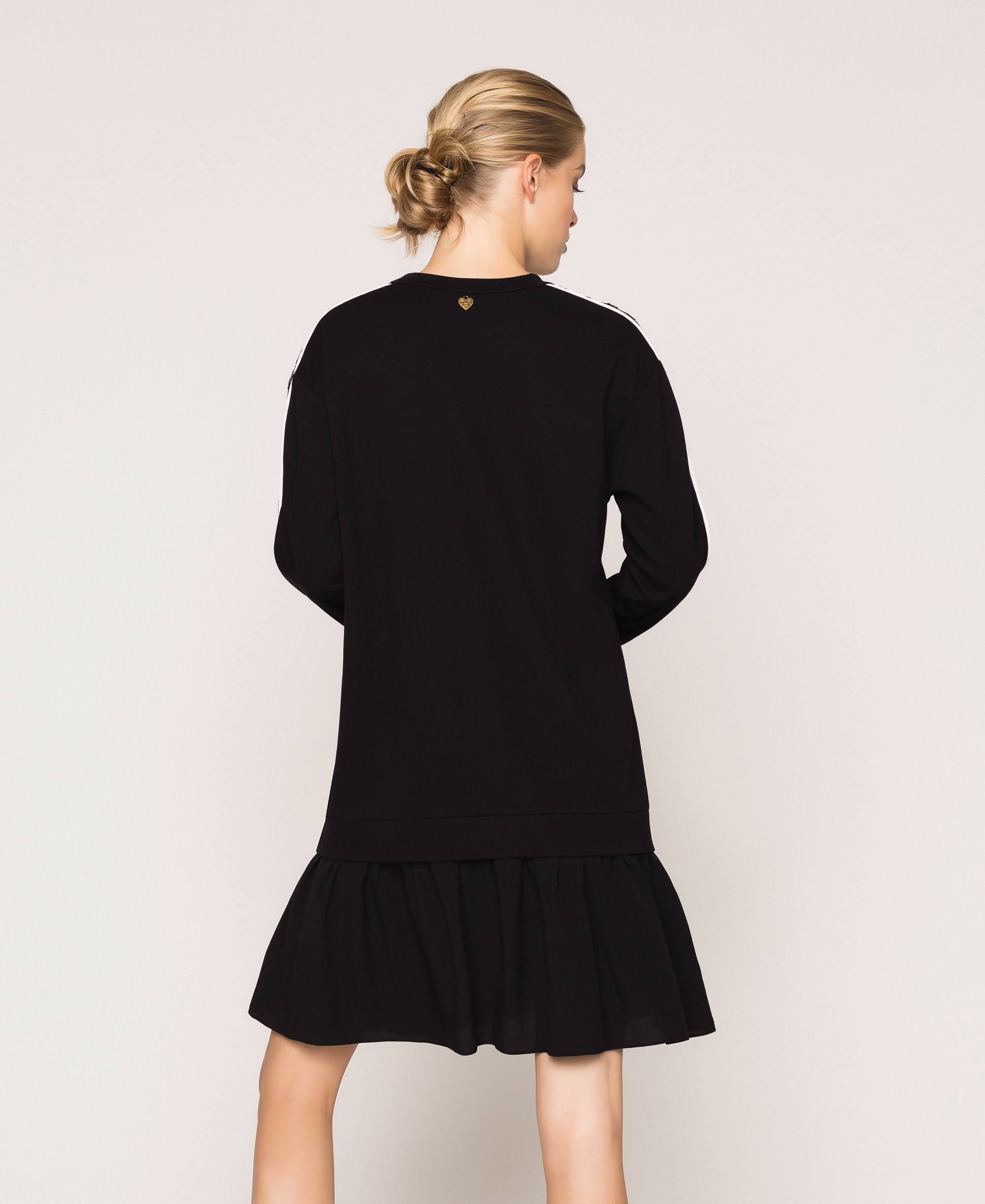 Robe en molleton avec volant et sequins Femme, Noir TWINSET Milano