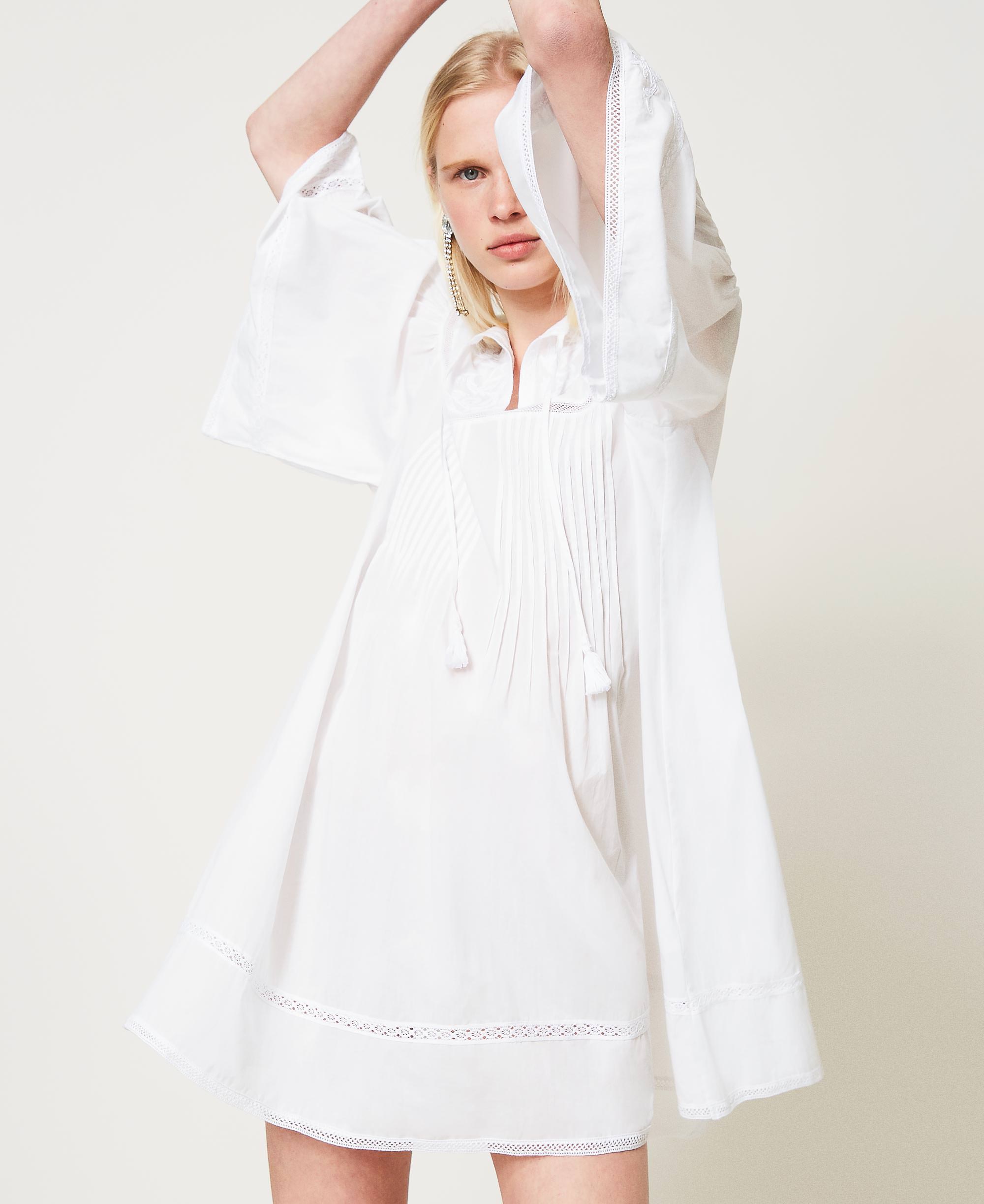 Abito Rabat in mussola con pizzo Donna, Beige | TWINSET Milano