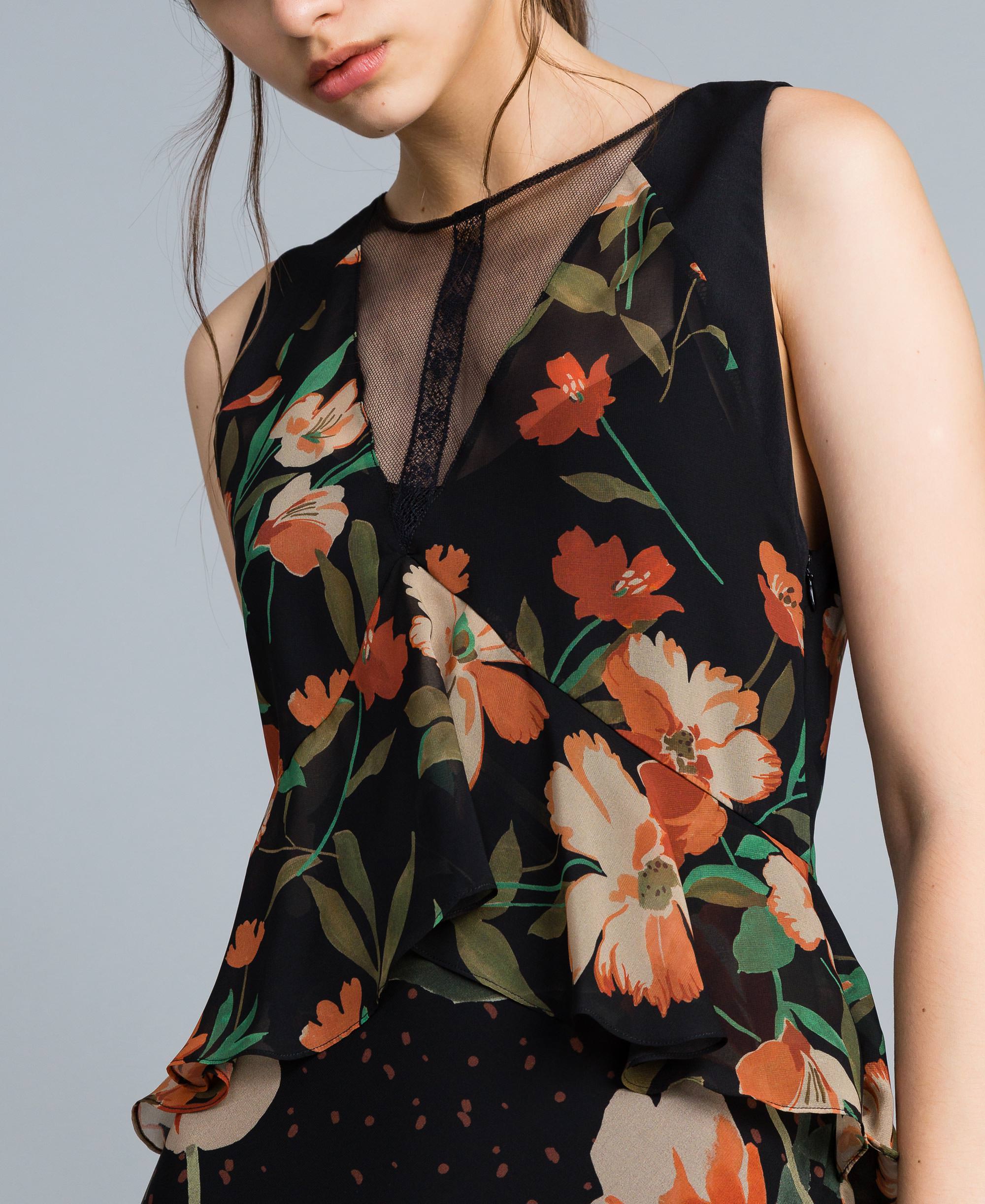 Vestido Corto Fiesta Estampado Manga Gasa 7644 | Pureza Ceremonia