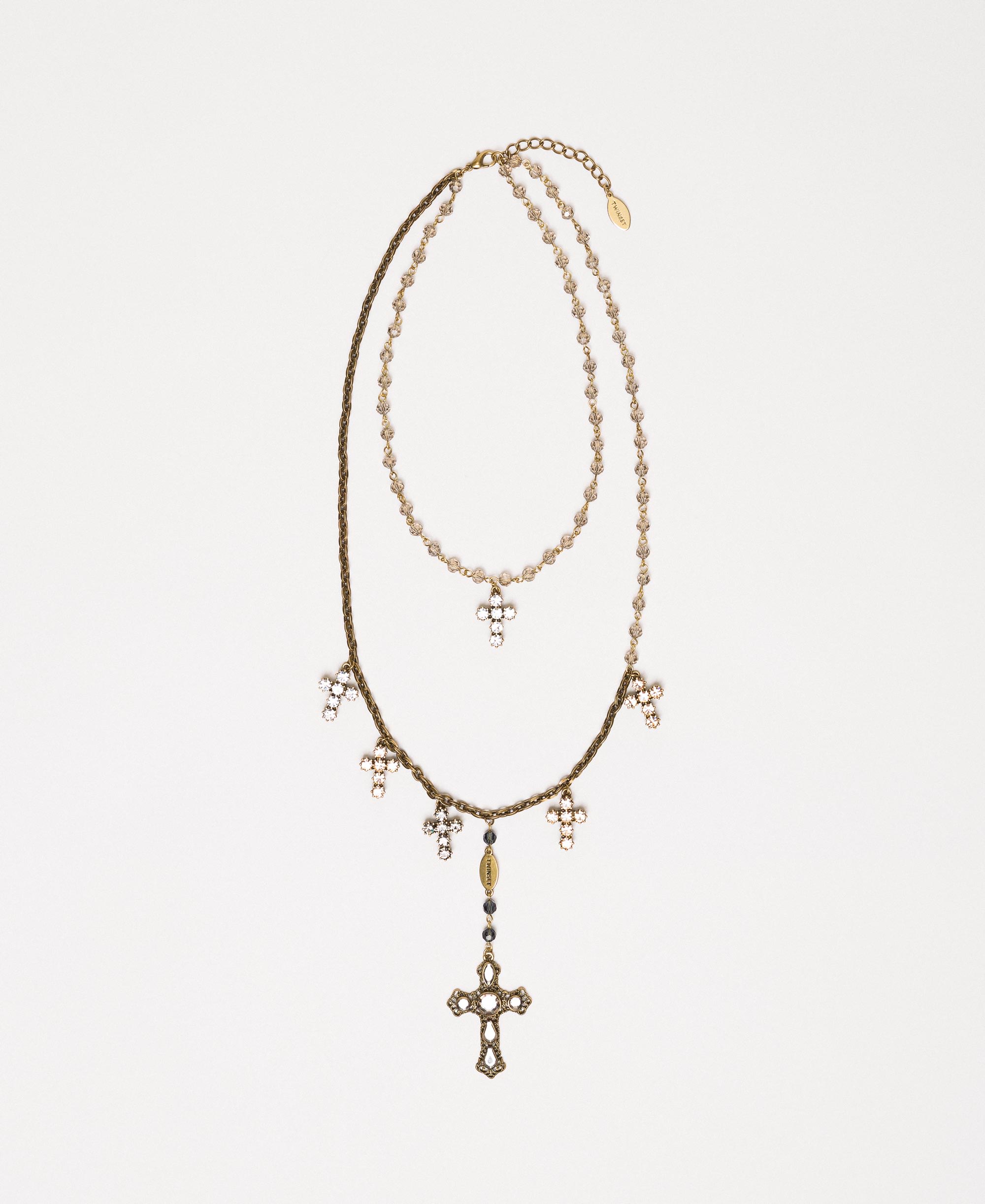 Rosary necklace with crosses and 