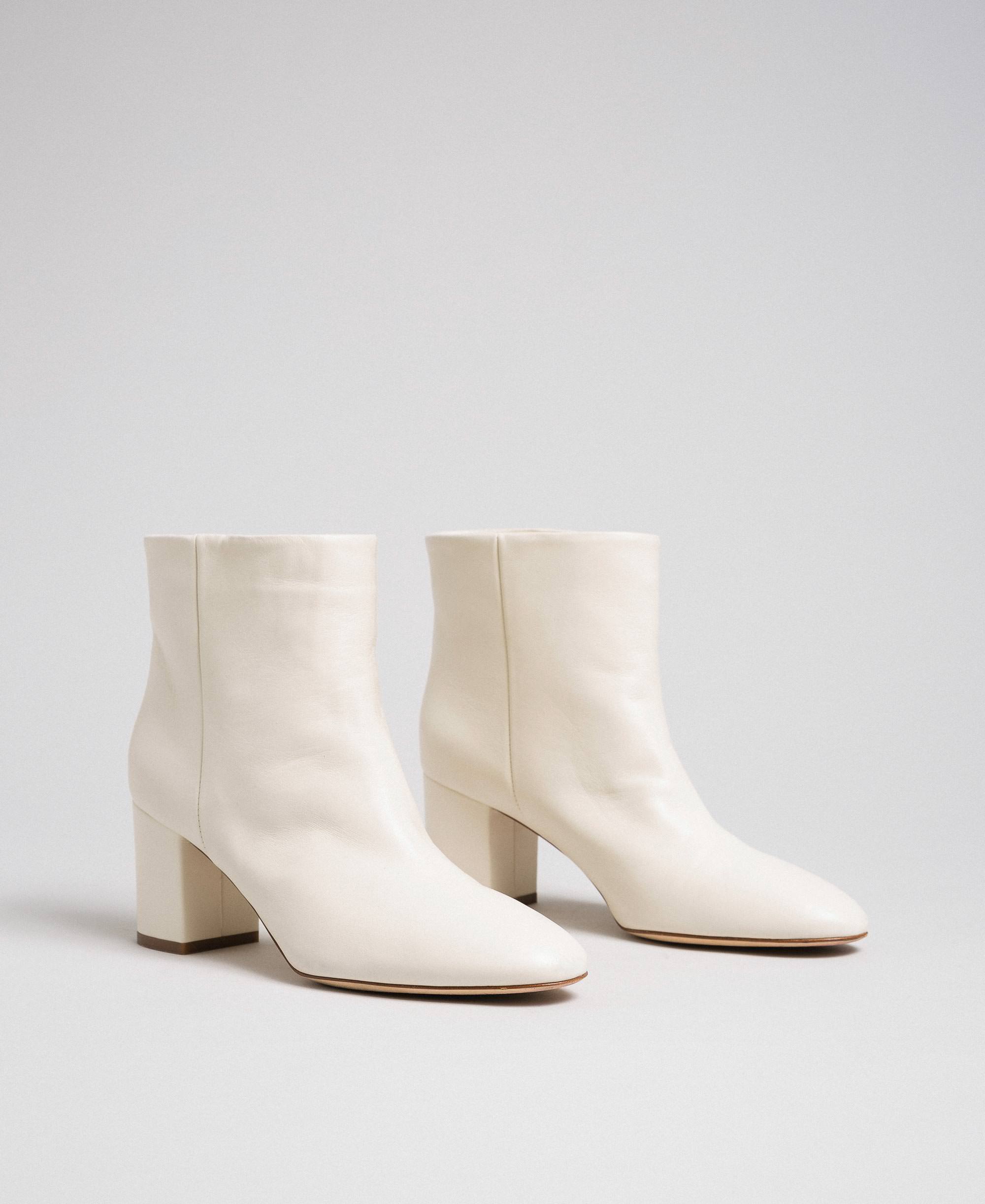 Leather ankle boots Woman, White | TWINSET Milano