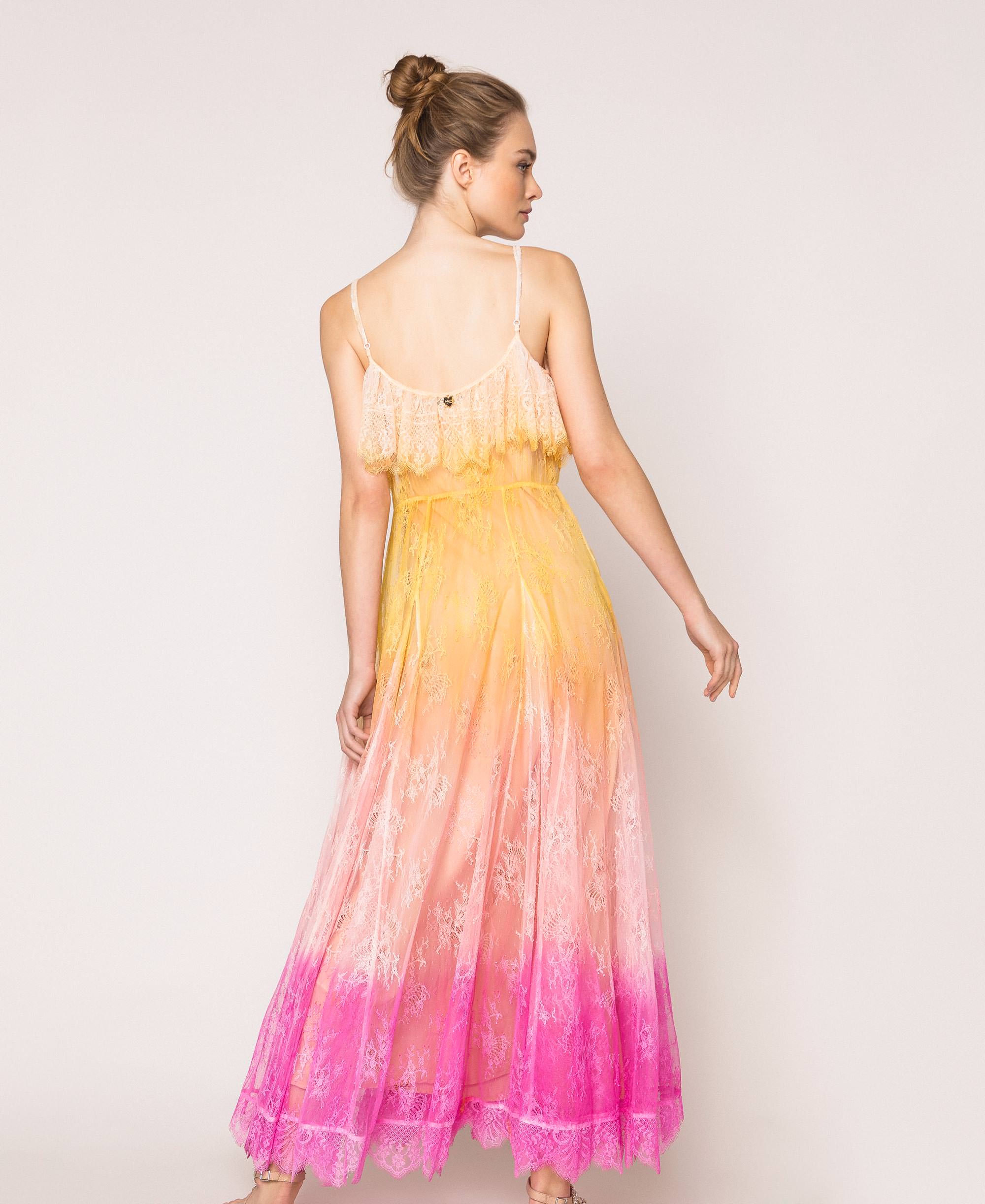 Abito lungo in pizzo tie-dye Donna, Rosa | TWINSET Milano