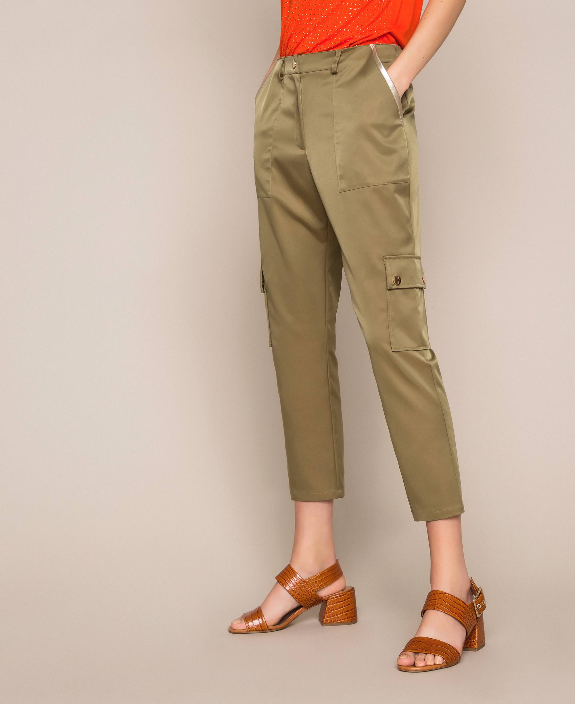 Pantaloni cargo con tasche Donna, Verde | TWINSET Milano