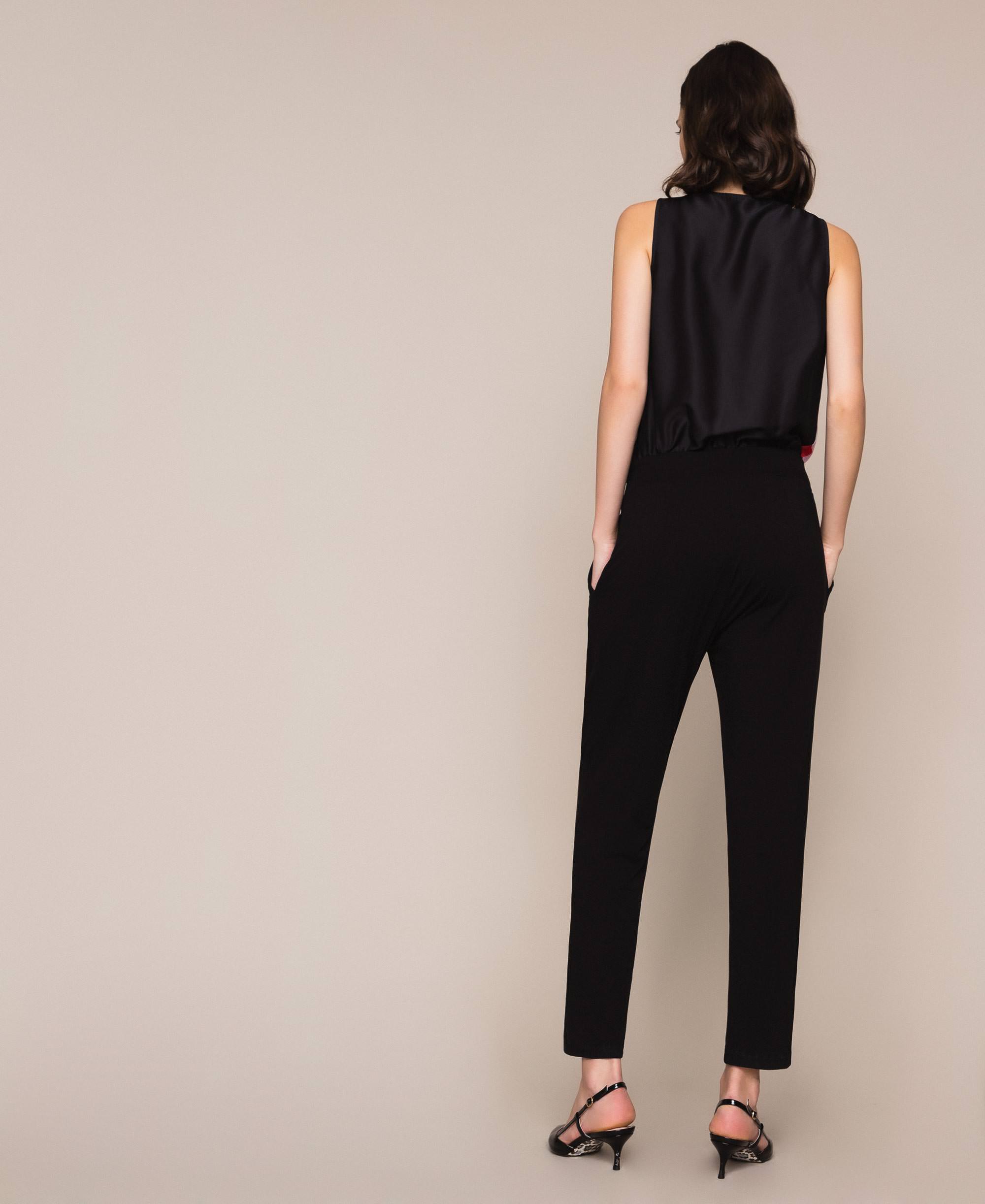 Satin jumpsuit with print Woman, Black | TWINSET Milano