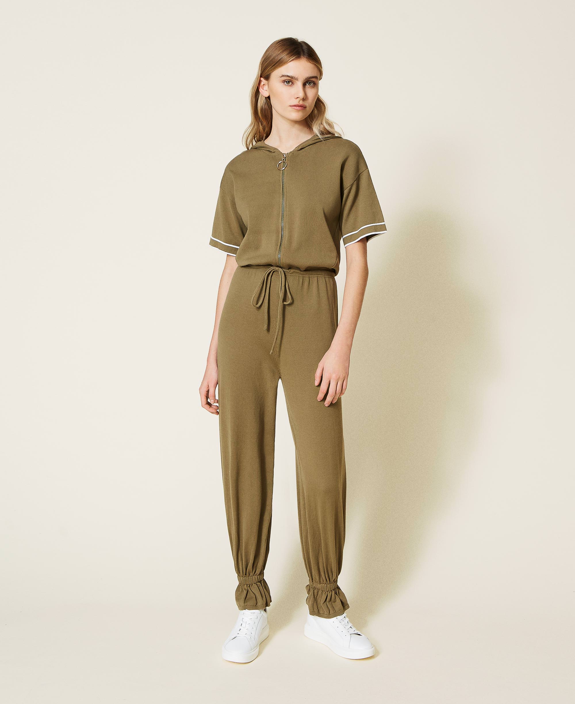 Tuta lunga in maglia con zip Donna, Verde | TWINSET Milano