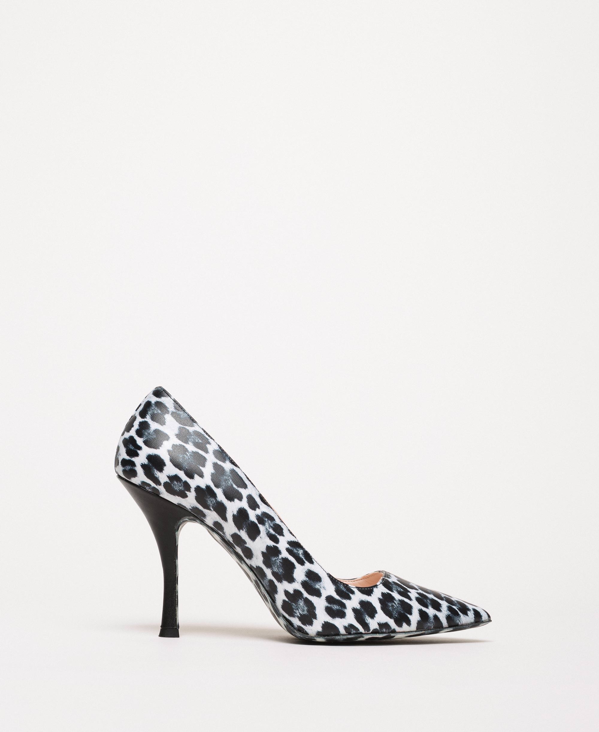 leopard print midi heels