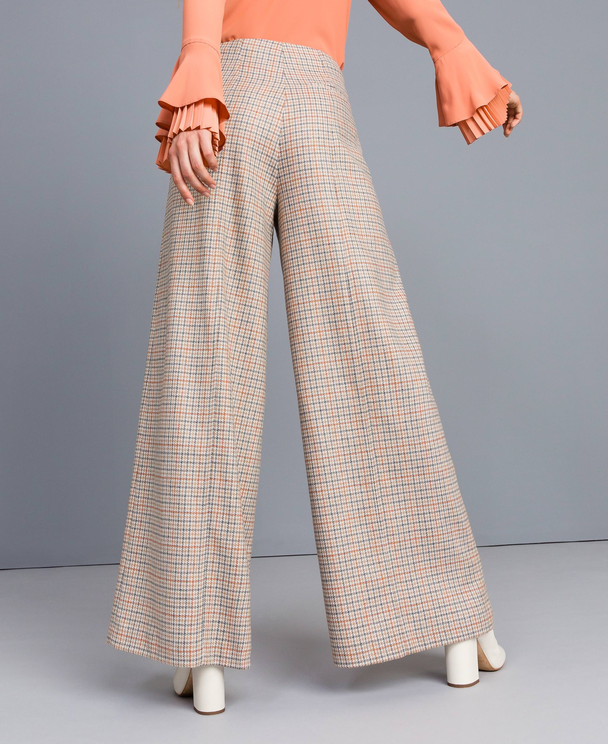 Check flannel palazzo trousers