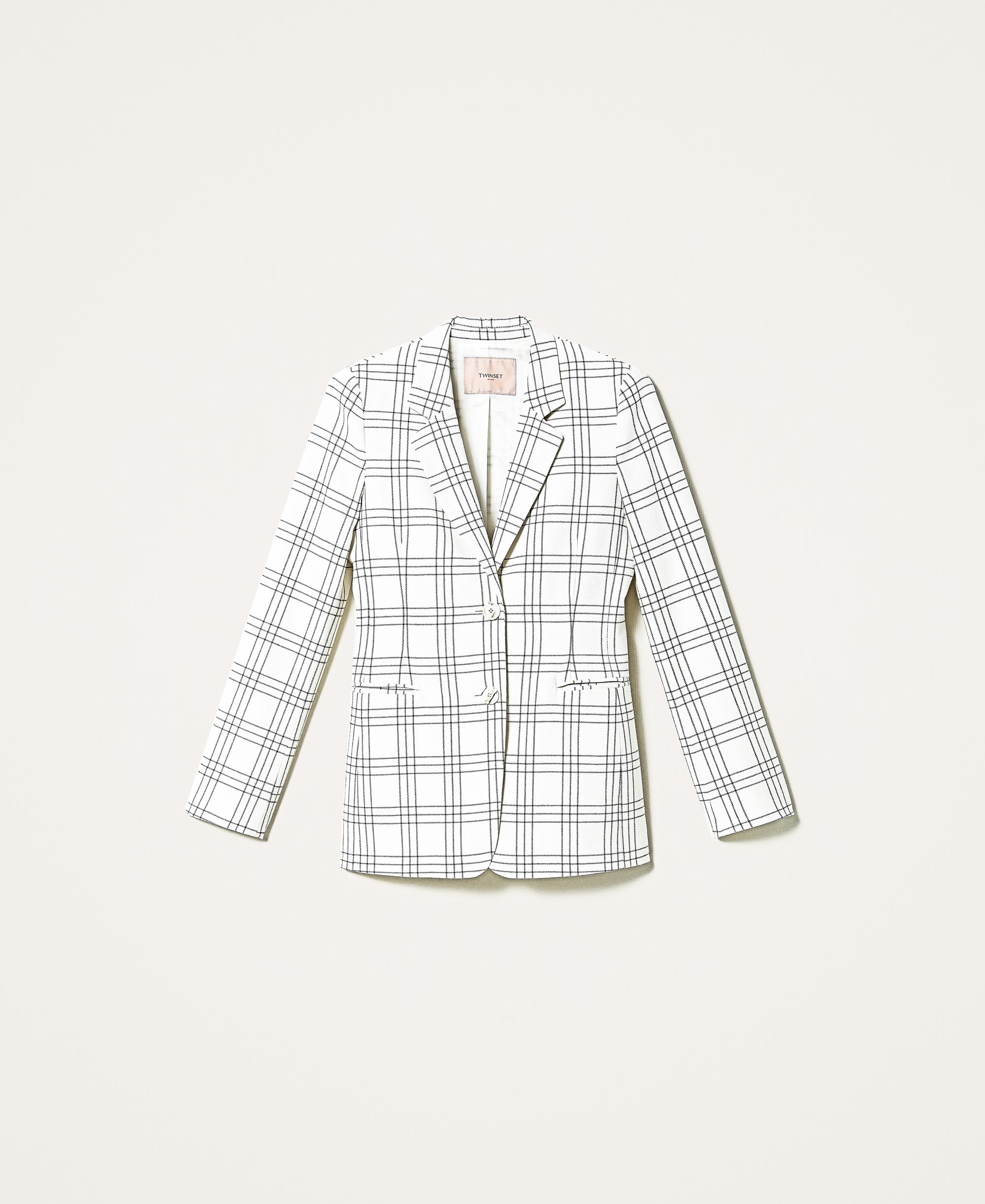 Giacca blazer in misto lana check Donna, Bianco | TWINSET Milano