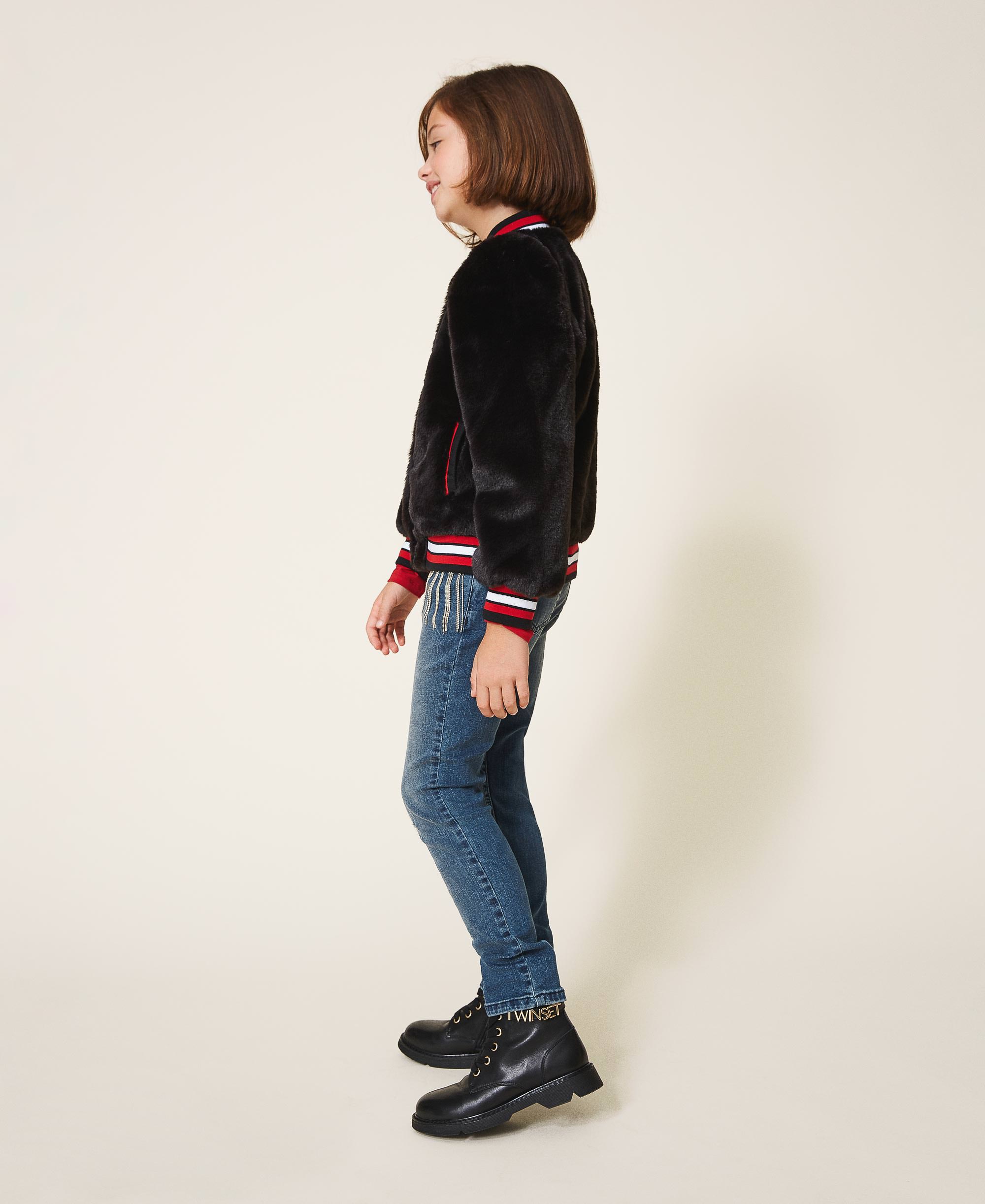 Faux fur bomber jacket Child, Black TWINSET Milano