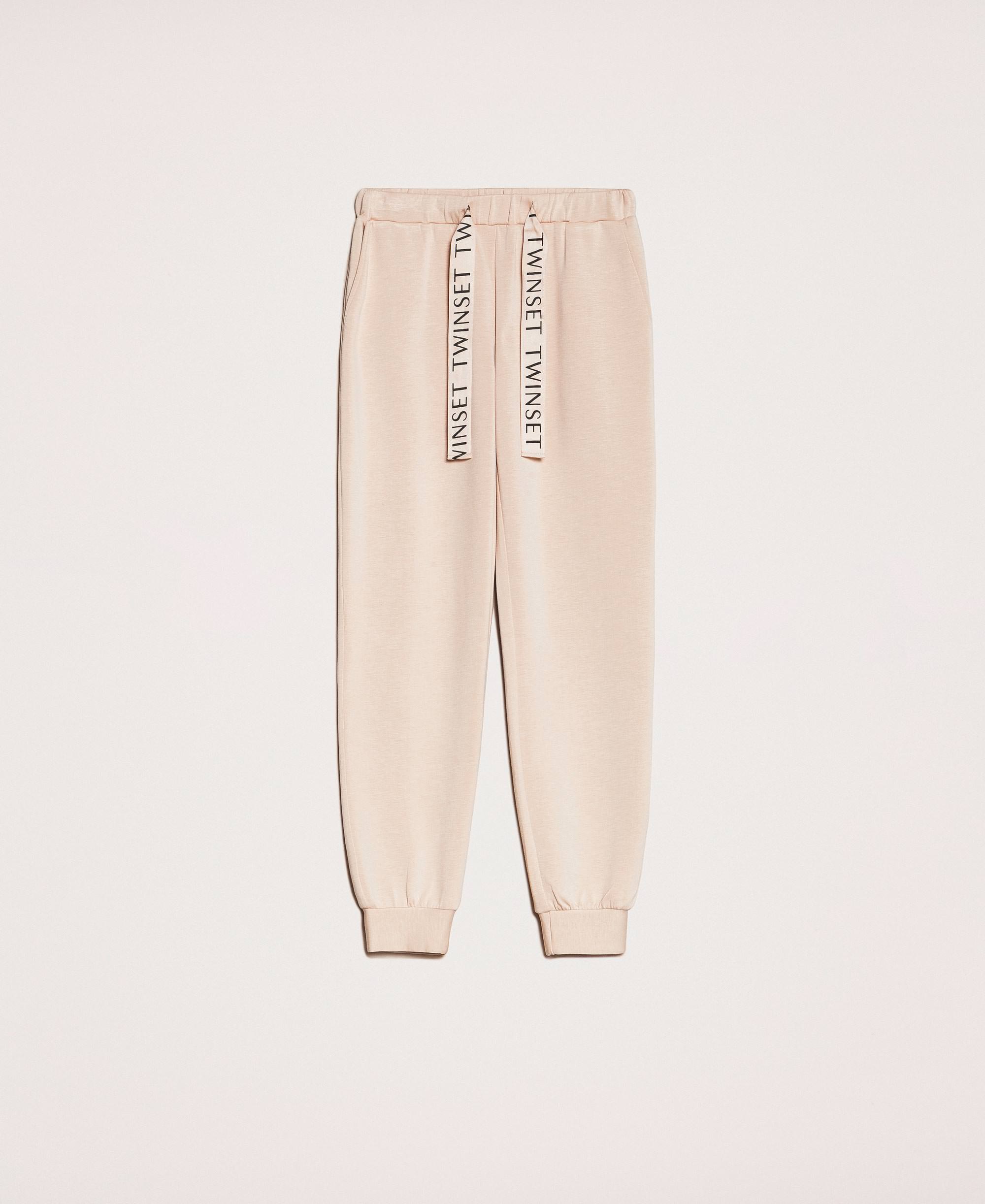 Pantaloni jogging in tessuto scuba Donna, Rosa | TWINSET Milano
