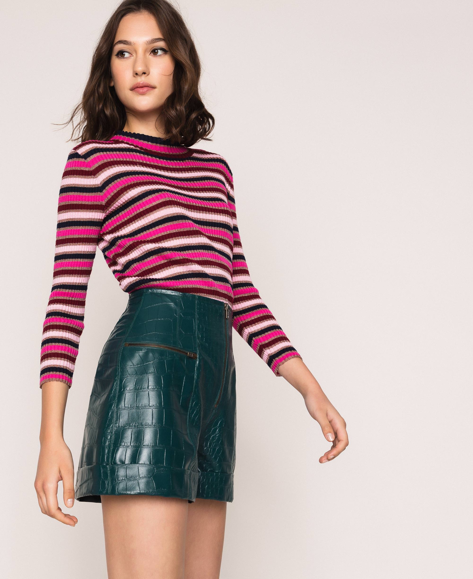 Crocodile print faux leather shorts 