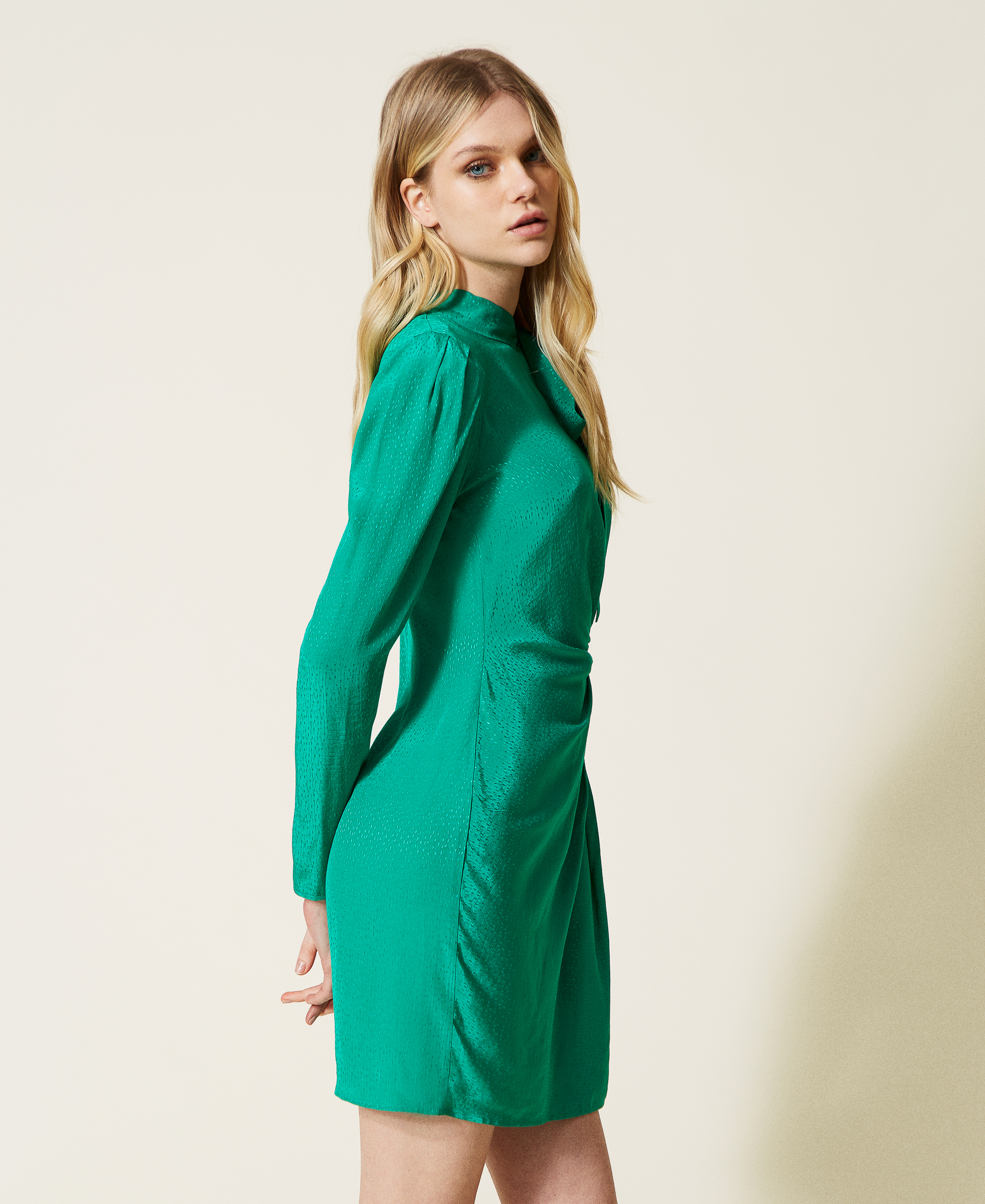Animal print jacquard dress Woman 
