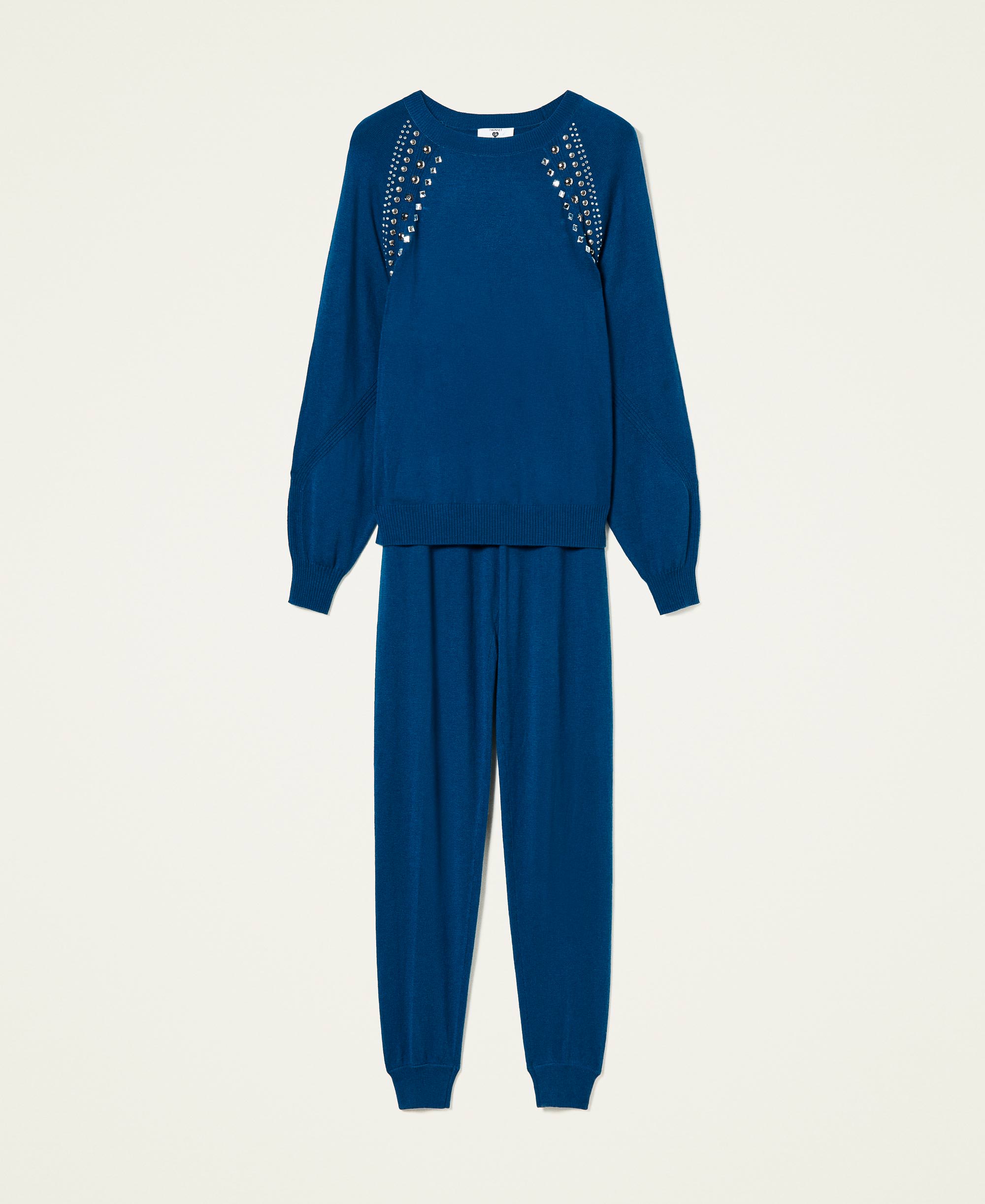 Maglia e pantaloni in misto lana Donna, Blu | TWINSET Milano