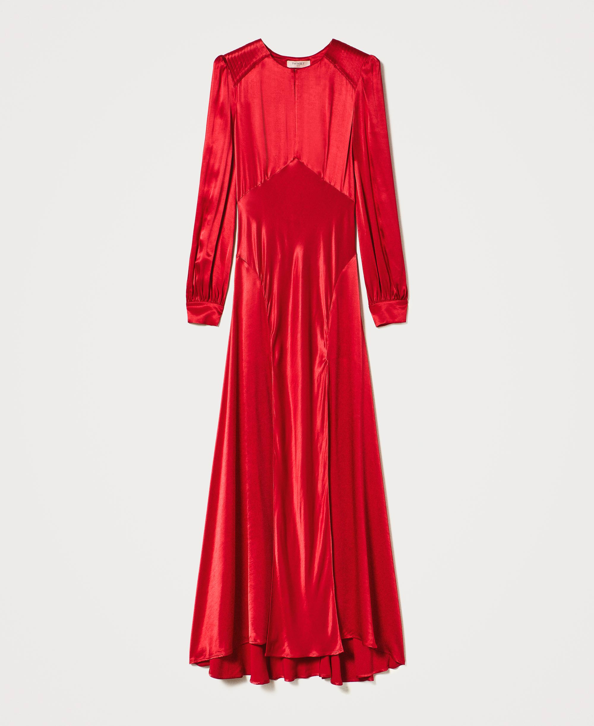 Abito lungo in satin Donna, Rosso | TWINSET Milano