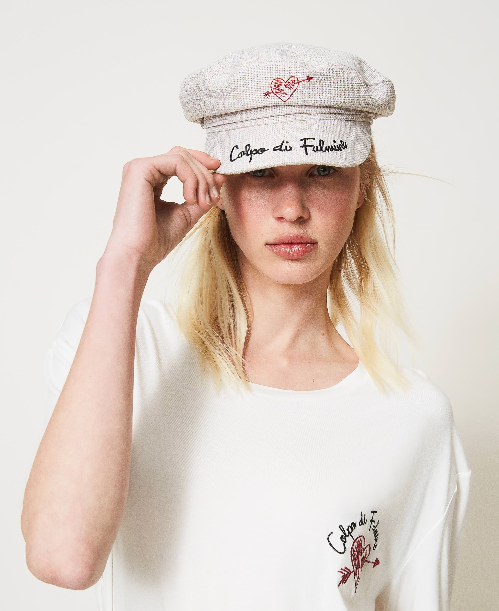 Cappello in canvas con visiera Donna, Beige | TWINSET Milano