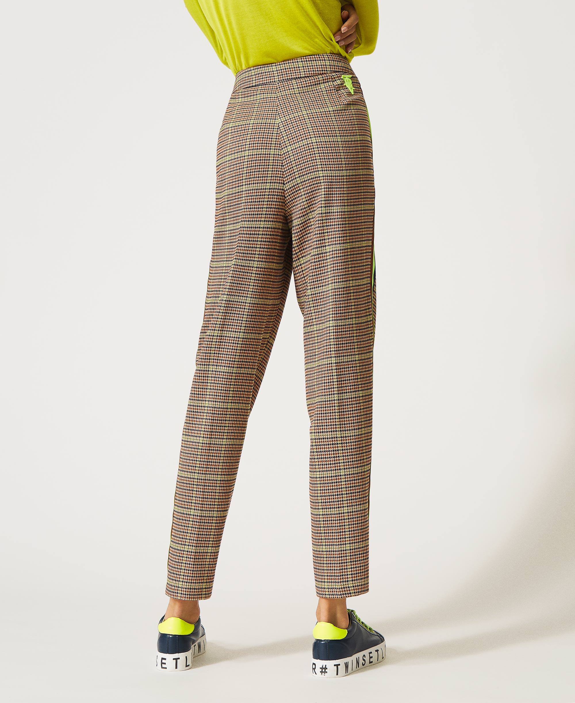 Pantaloni in pied-de-poule Donna, Beige | TWINSET Milano