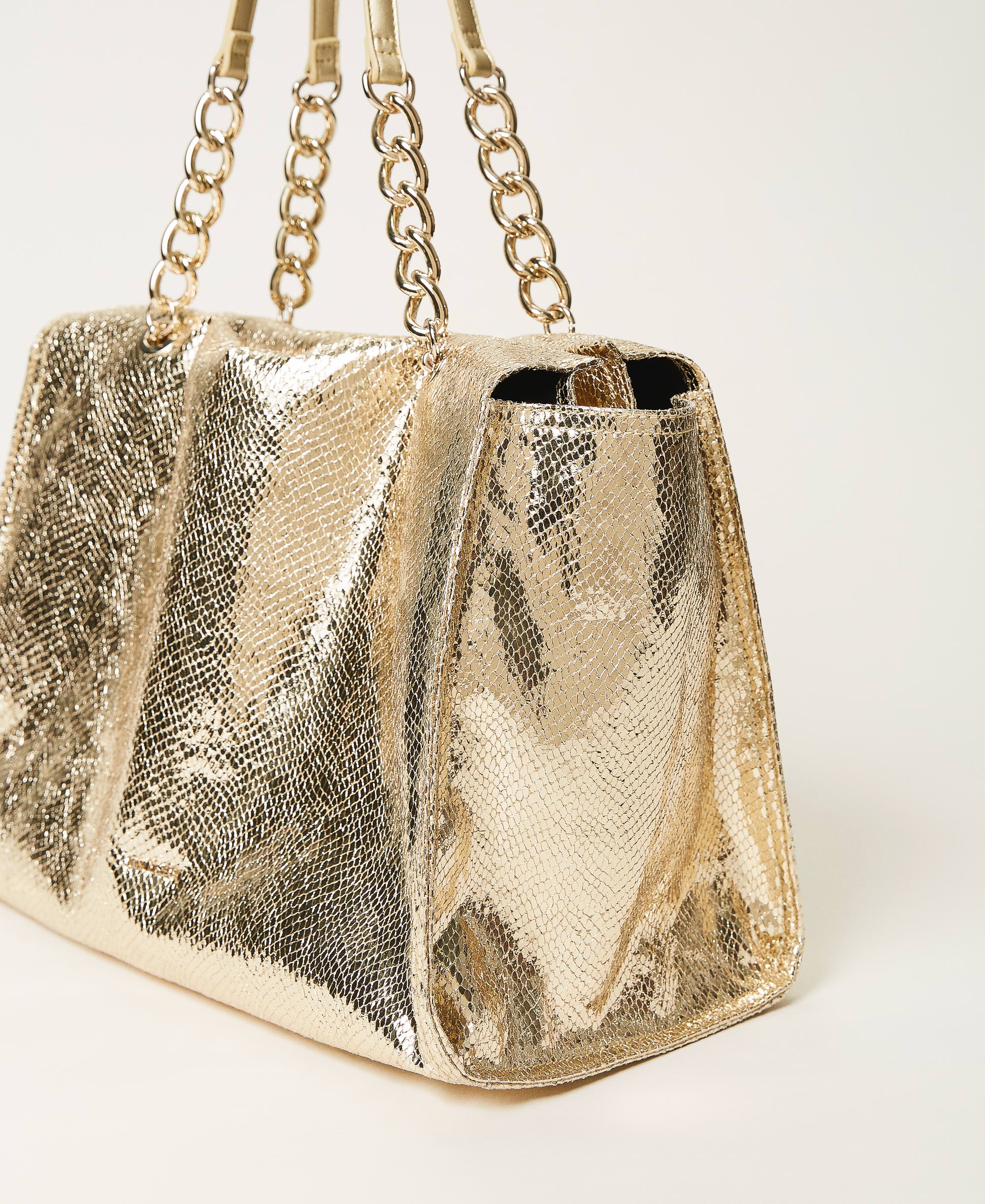Borsa shopper con stampa laminata Donna, Giallo | TWINSET Milano