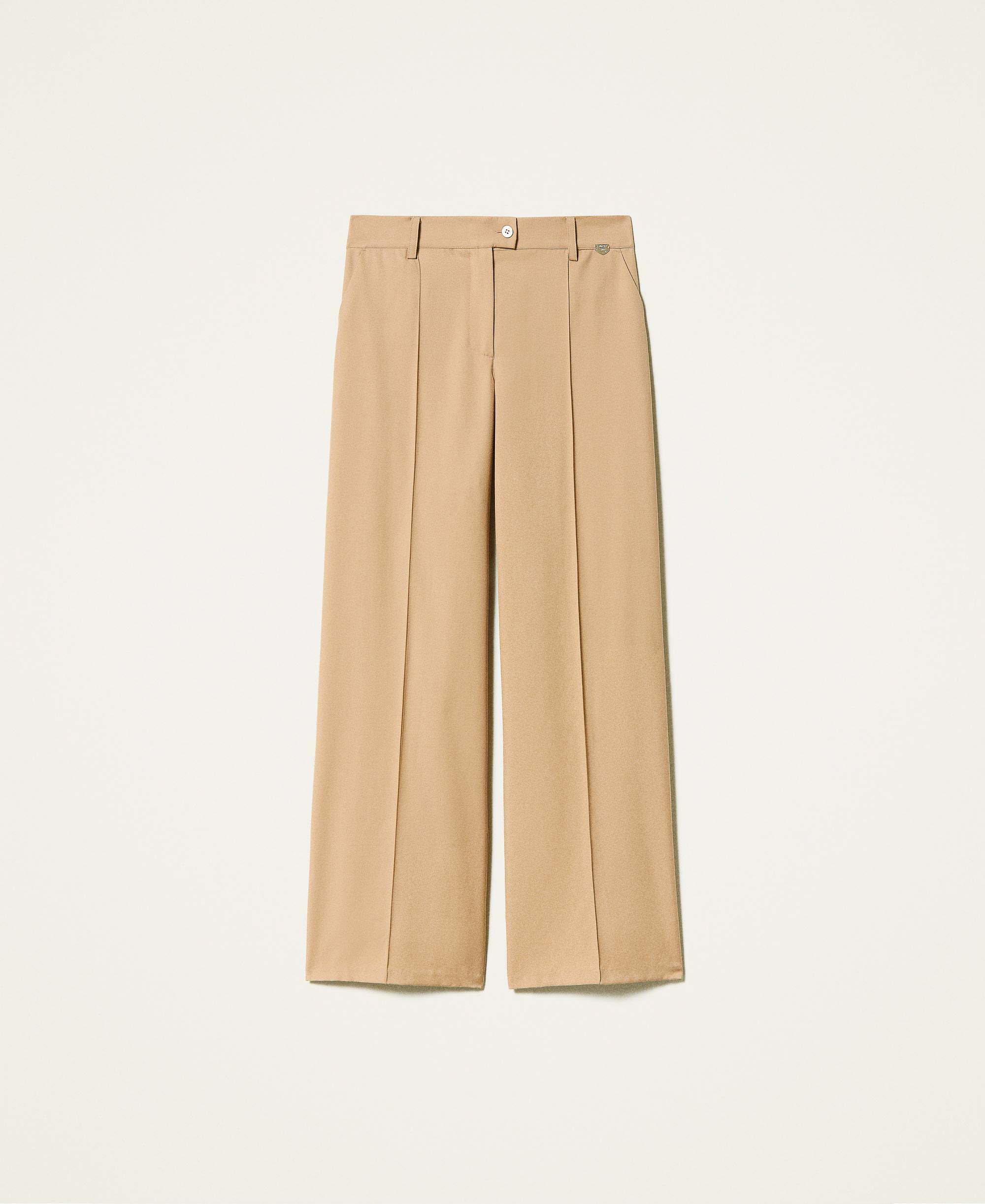 Pantalón palazzo de sarga Mujer, Beige | TWINSET Milano