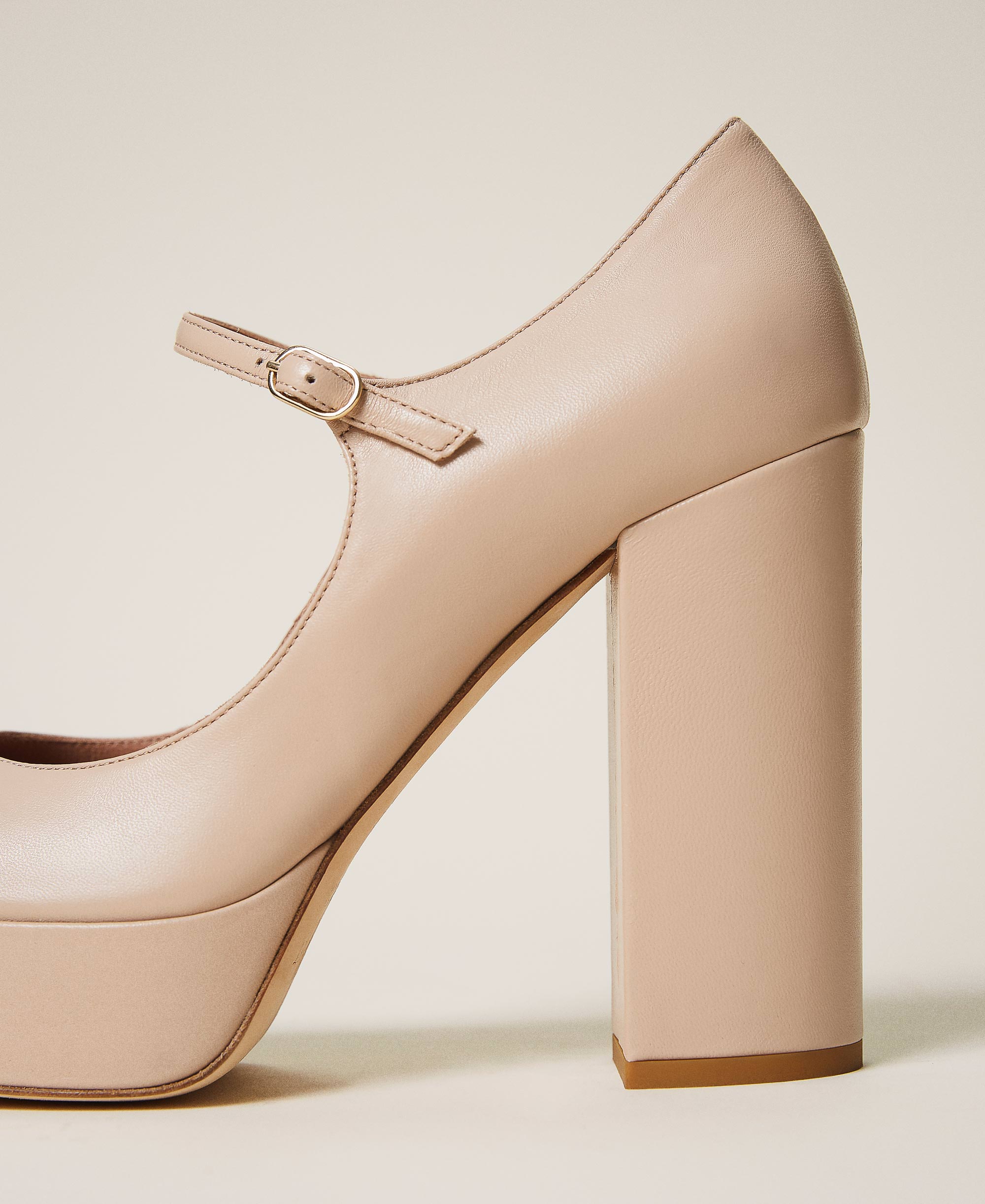Décolleté platform in pelle Donna, Beige | TWINSET Milano