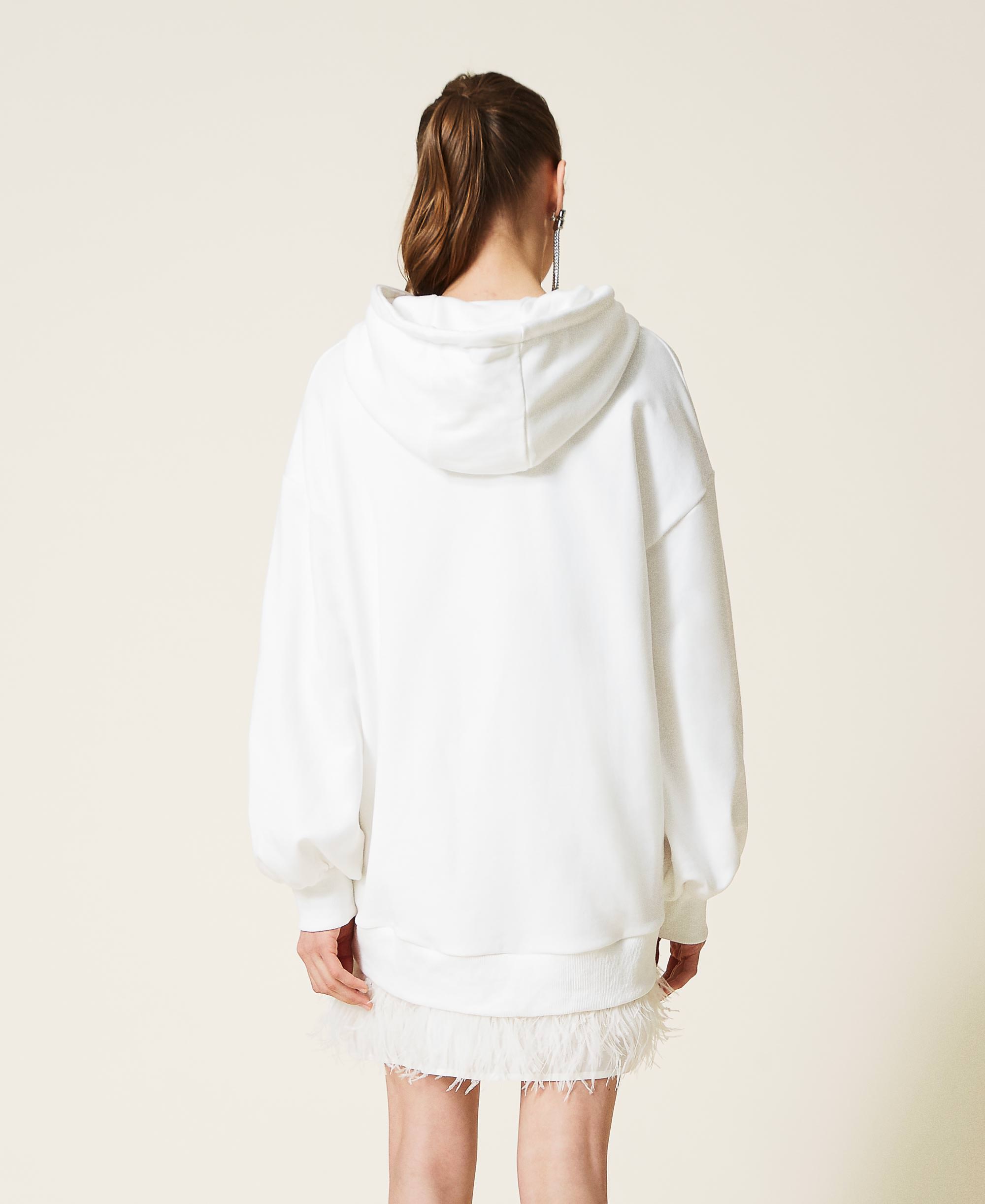 Printed maxi hoodie Woman, White ...