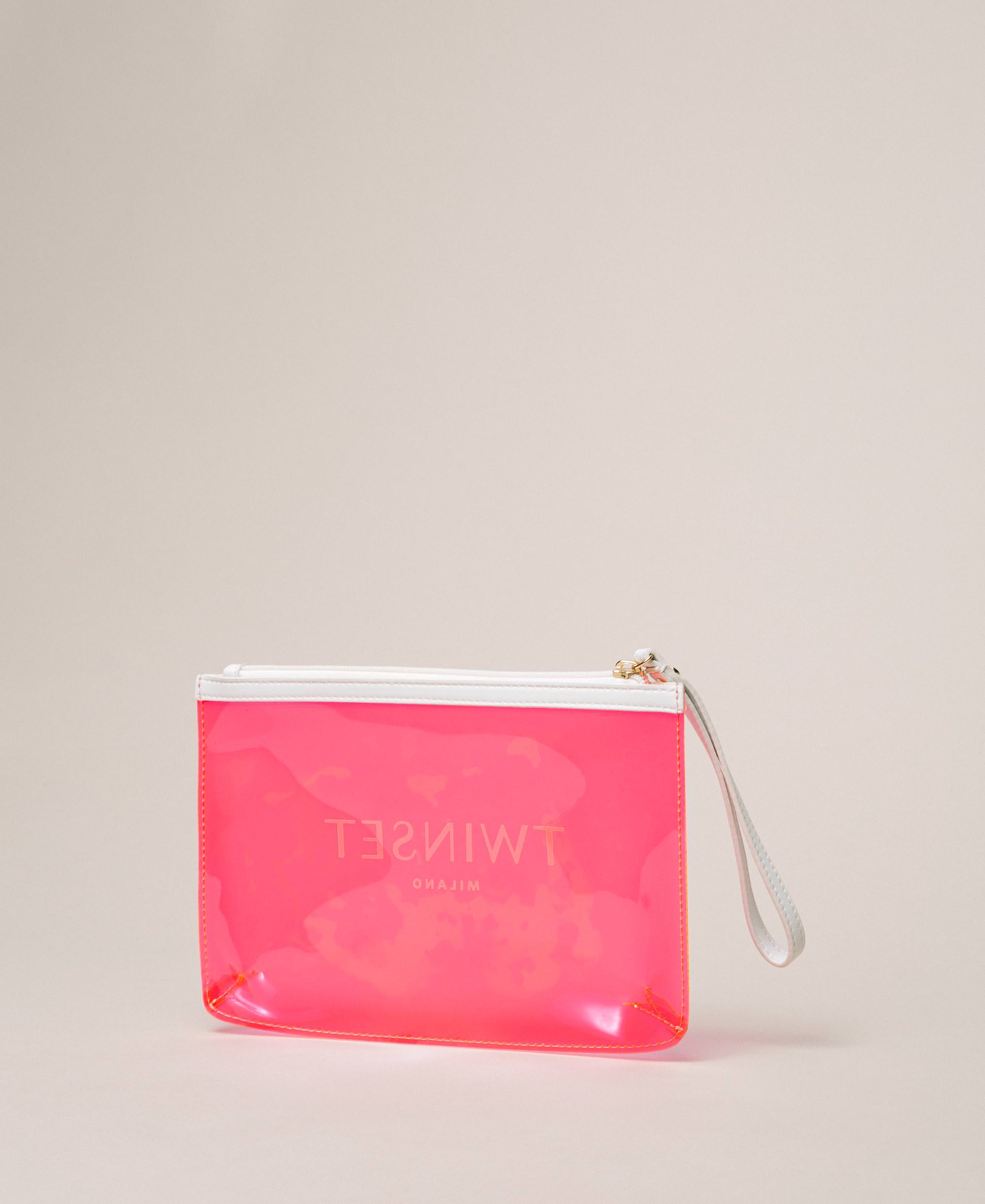 Bolso clutch flúor con logotipo Mujer, Fucsia | TWINSET Milano
