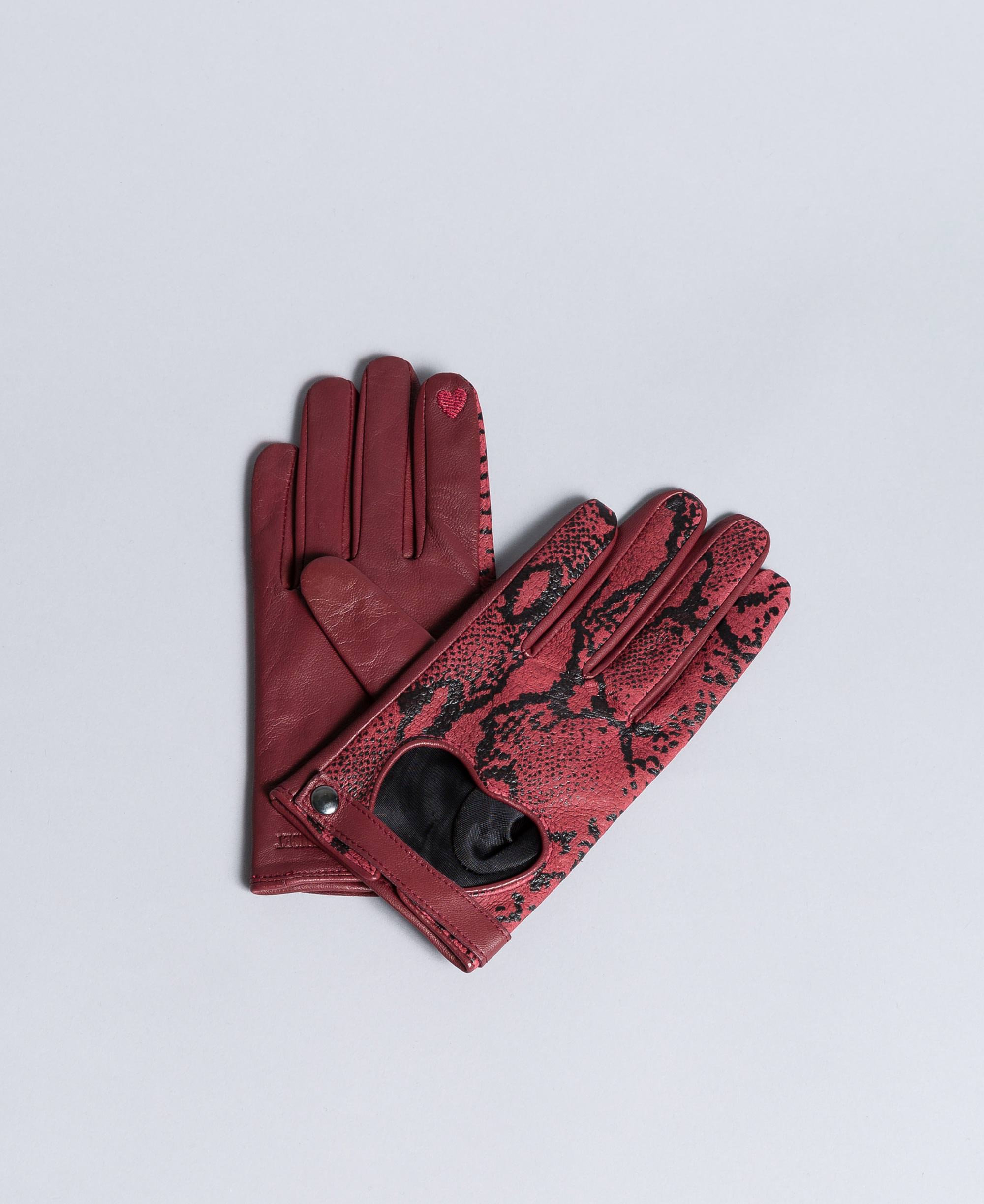 Animal print leather gloves
