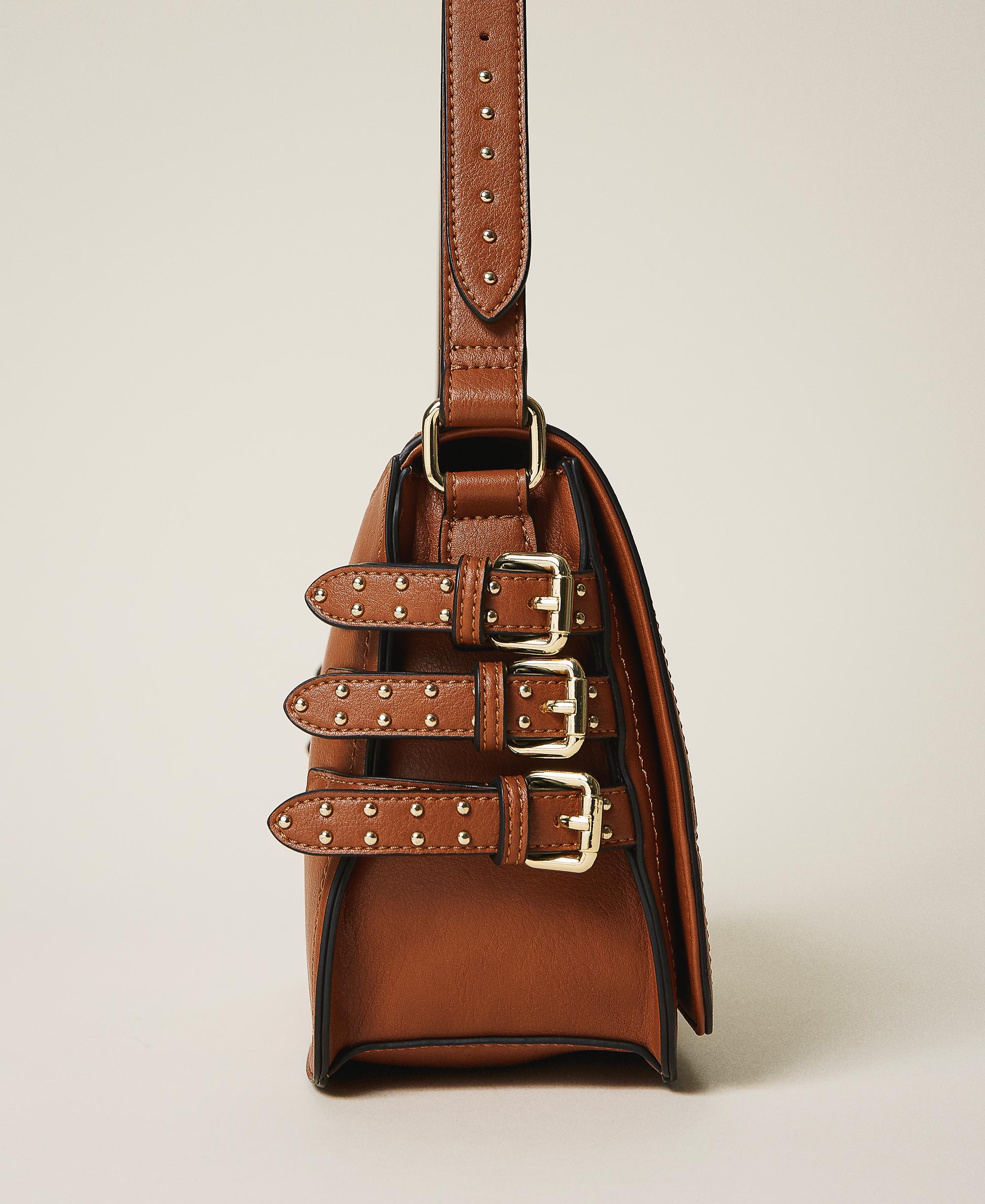 Bolso bandolera con correas Mujer, Marrón TWINSET Milano