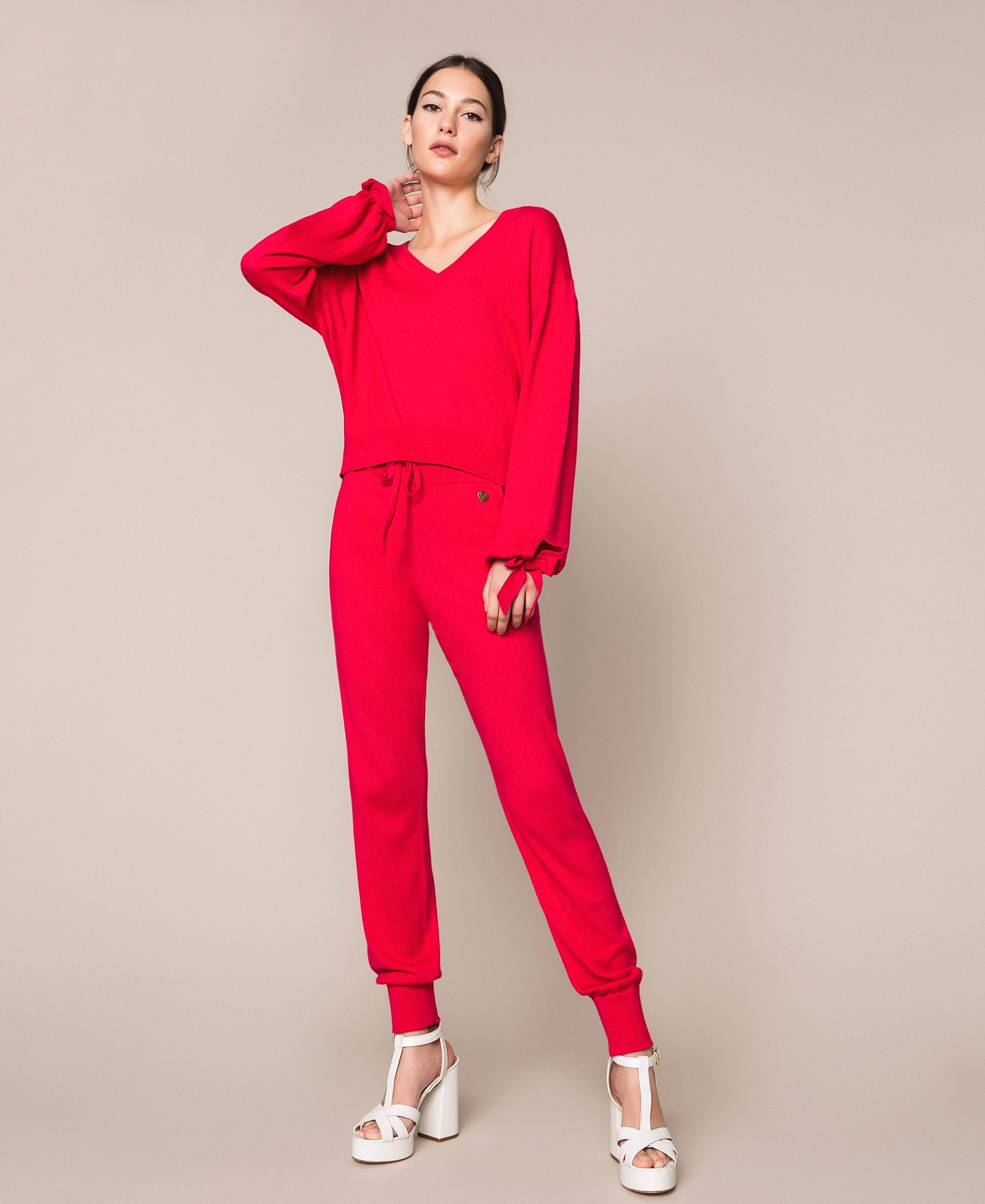 Cashmere blend joggers Woman, Fuchsia 