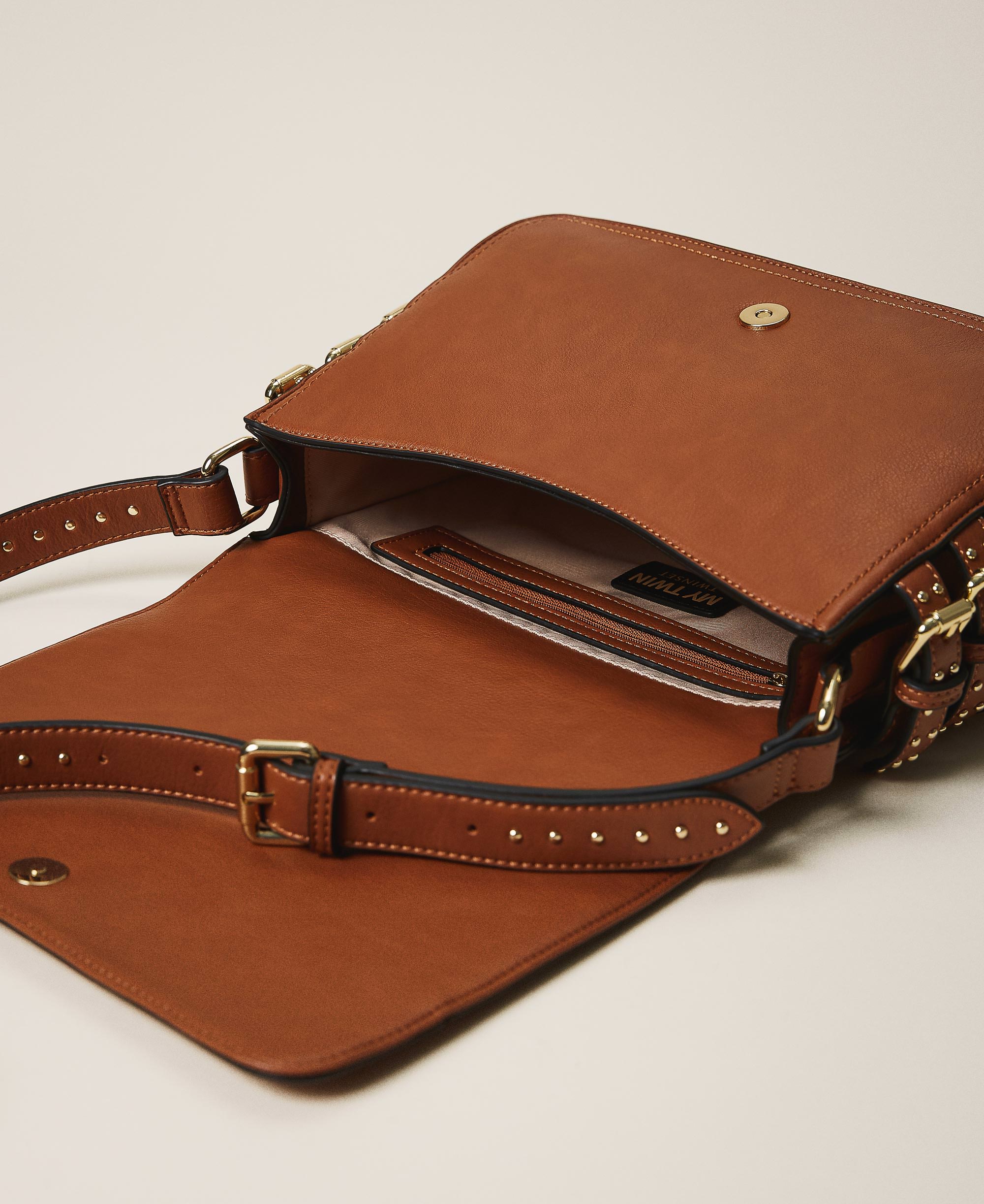 Bolso bandolera con correas Mujer, Marrón TWINSET Milano