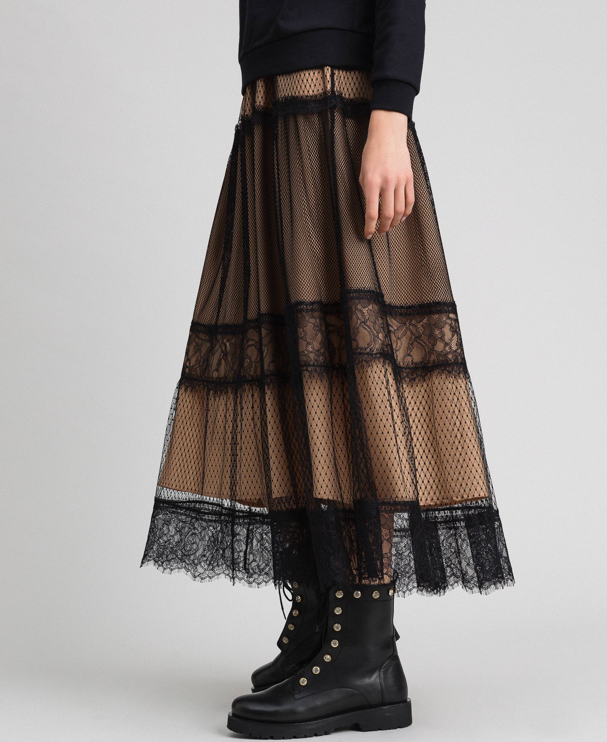 Gonna in tulle, pizzo Valenciennes e plumetis