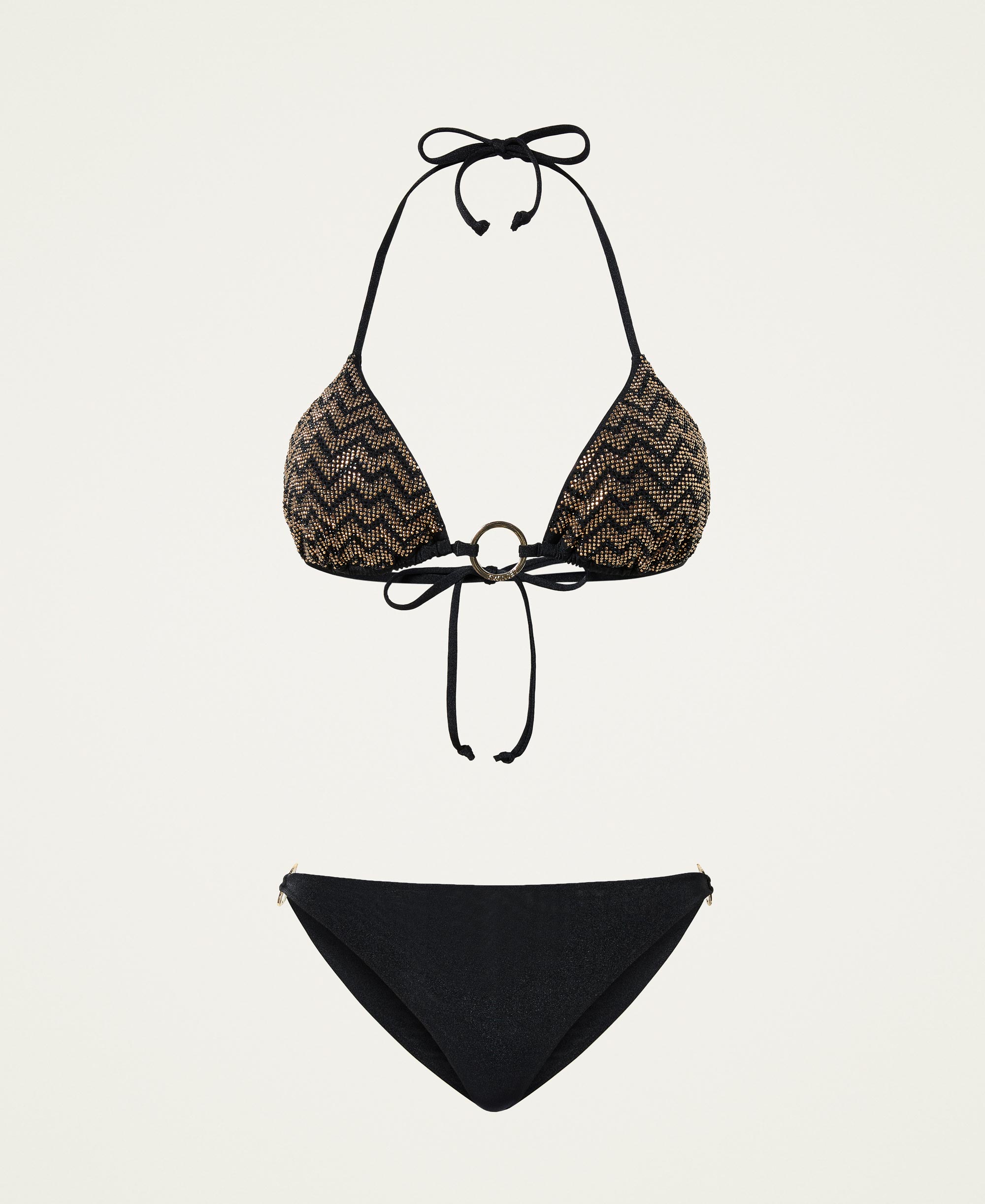 Triangle and thong bikini Woman, Black | TWINSET Milano