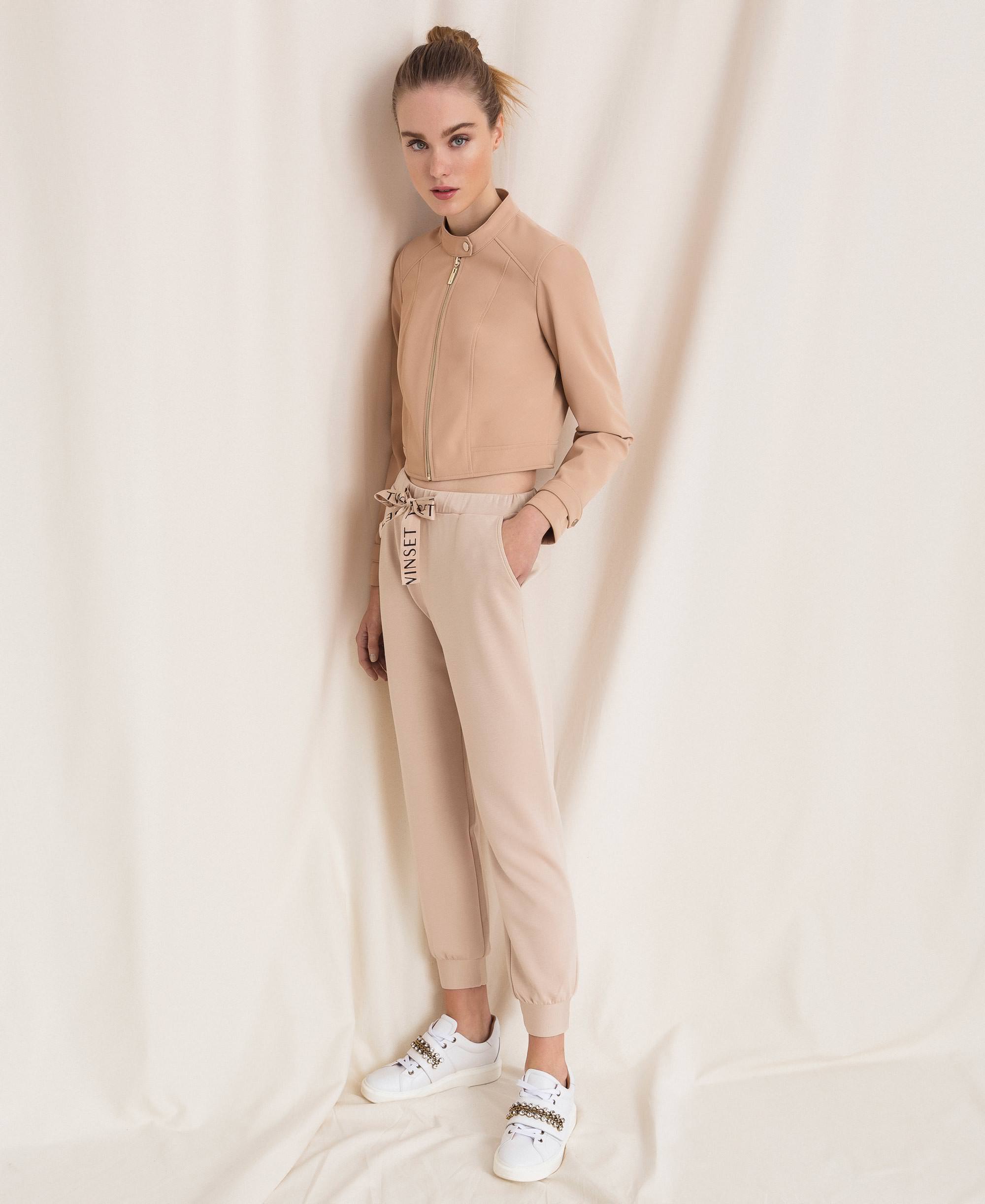 Pantaloni jogging in tessuto scuba Donna, Rosa | TWINSET Milano