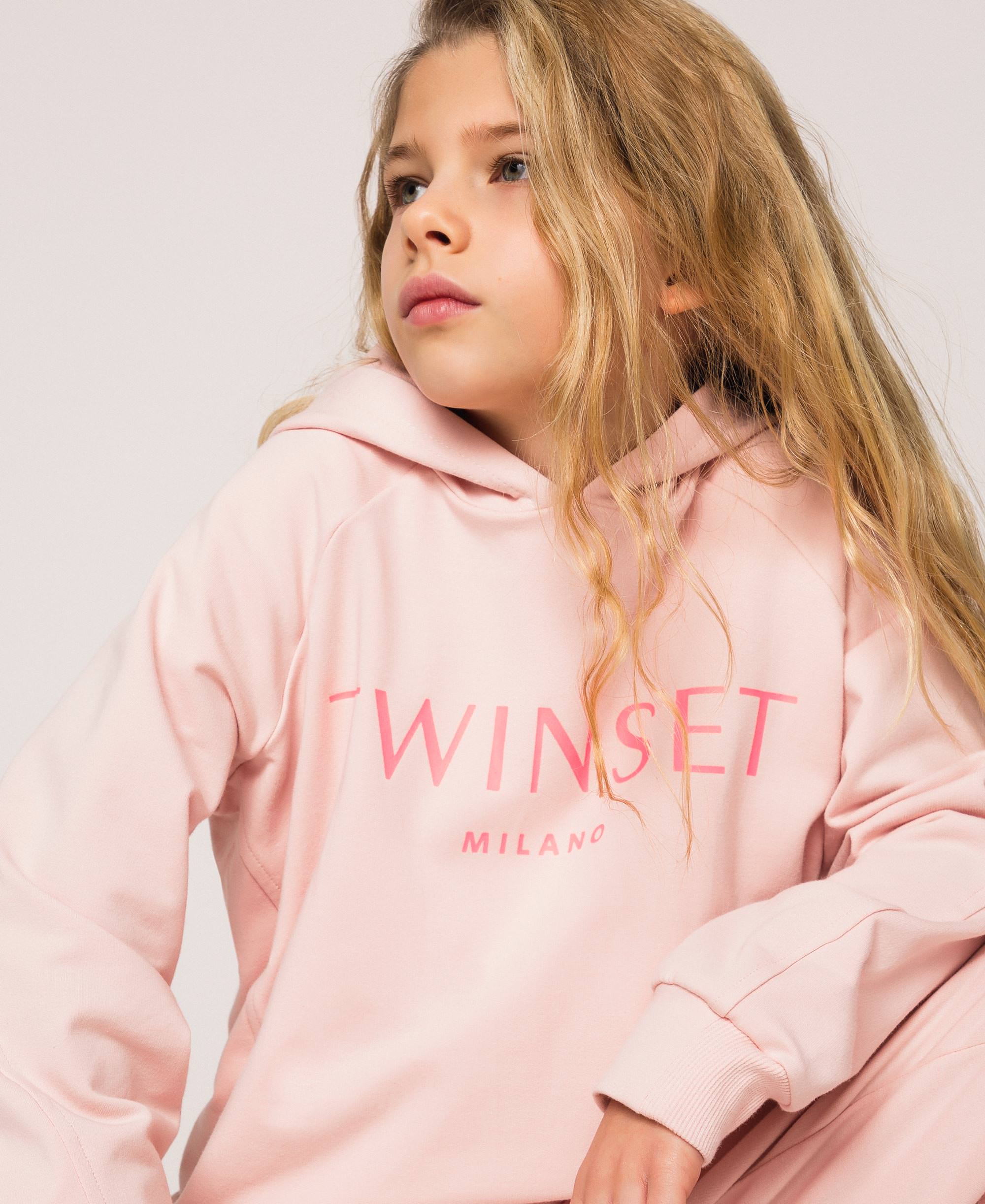Hoodie with logo Child, Pink | TWINSET Milano
