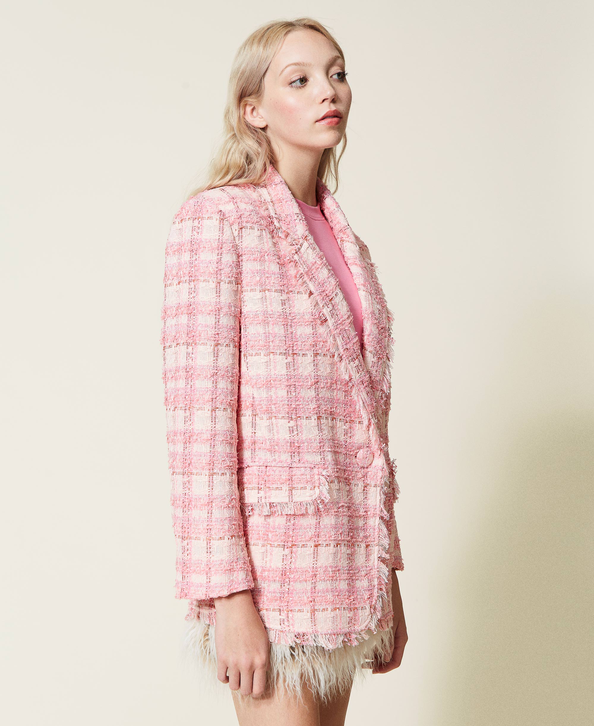 Bouclé blazer Woman, Pink | TWINSET Milano