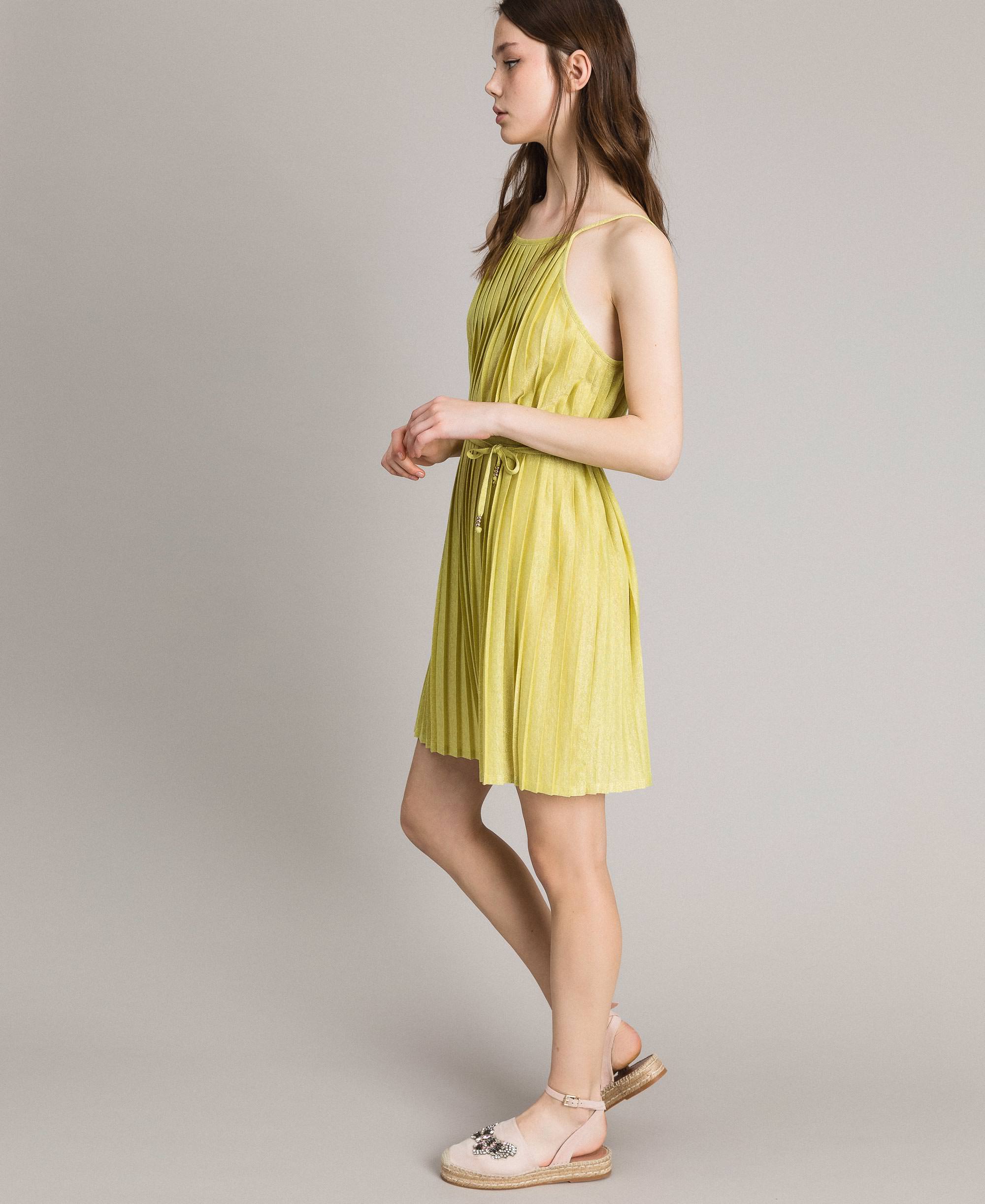 Pleated lurex dress Woman, Yellow | TWINSET Milano