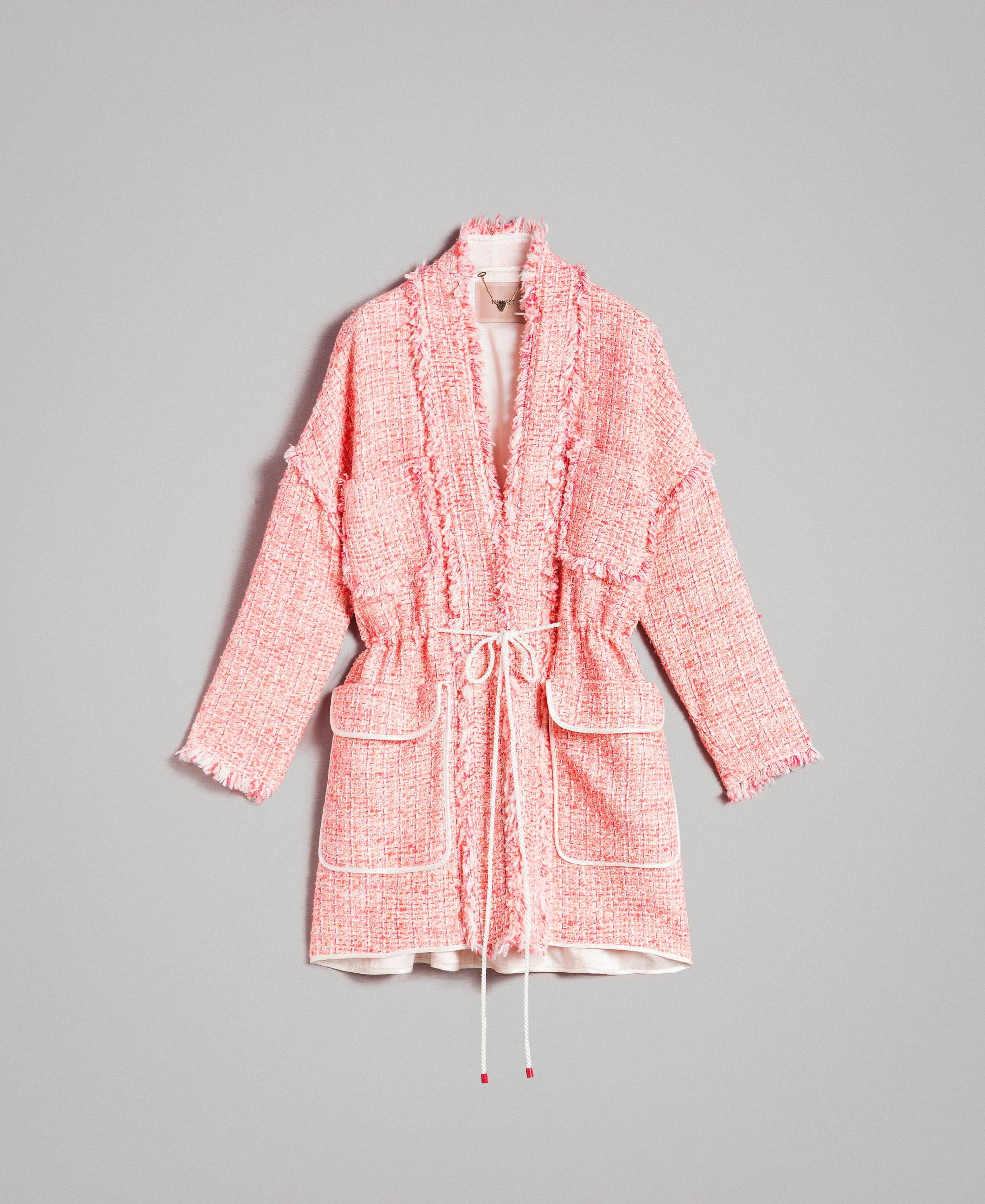 Fringed tweed oversized jacket