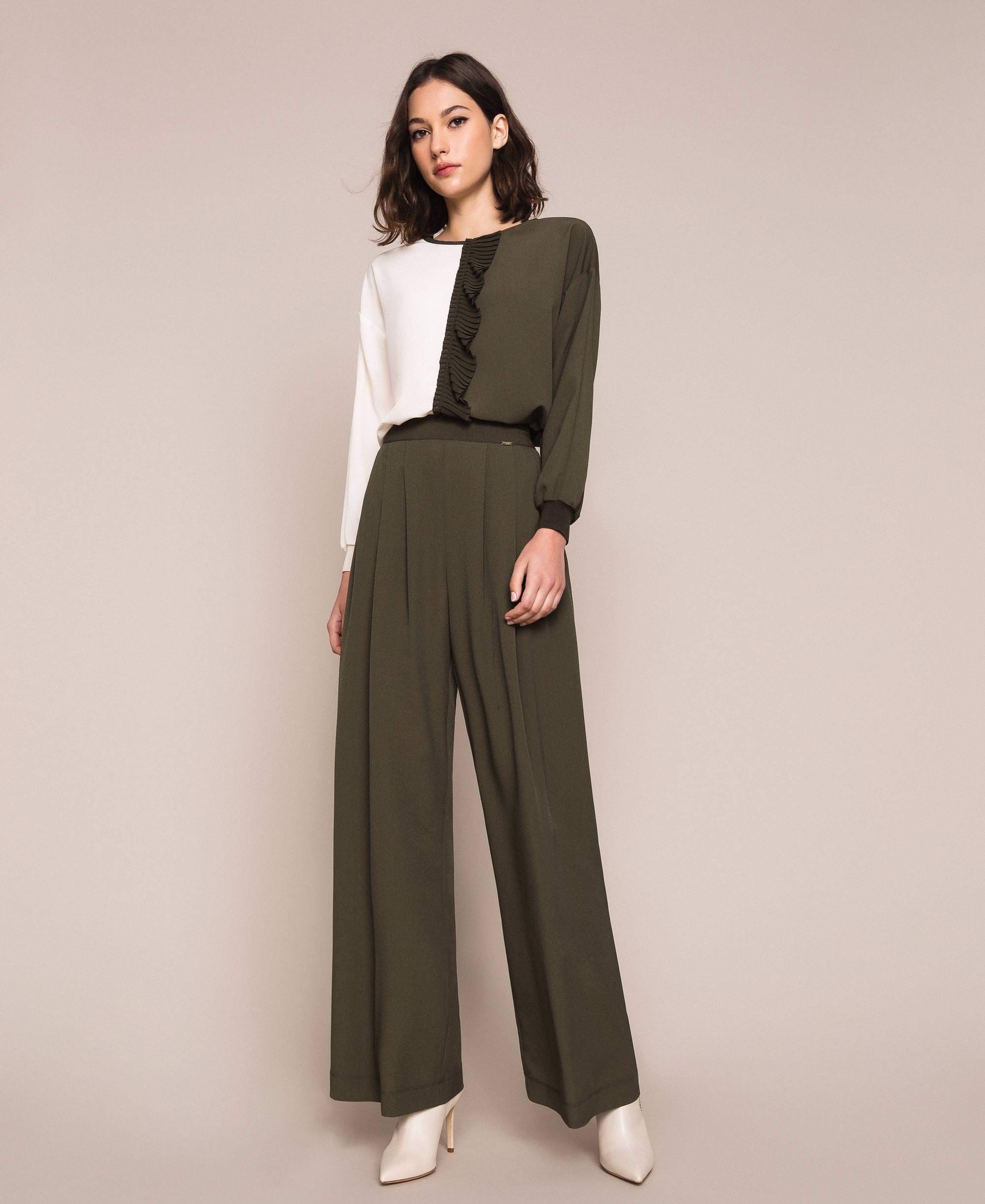 Crêpe de Chine wide trousers Woman 