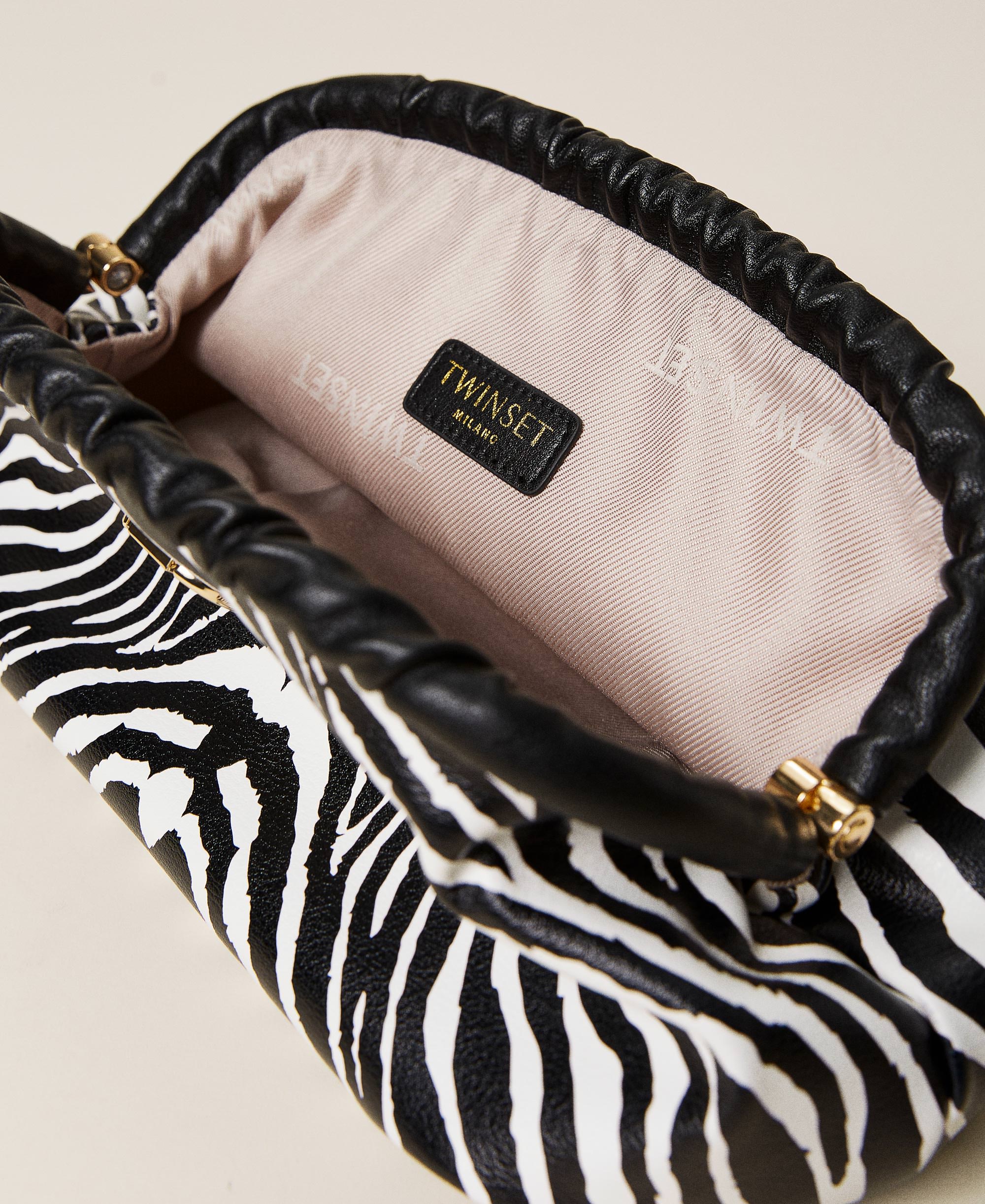 Soft clutch bag with animal print Woman, Black | TWINSET Milano