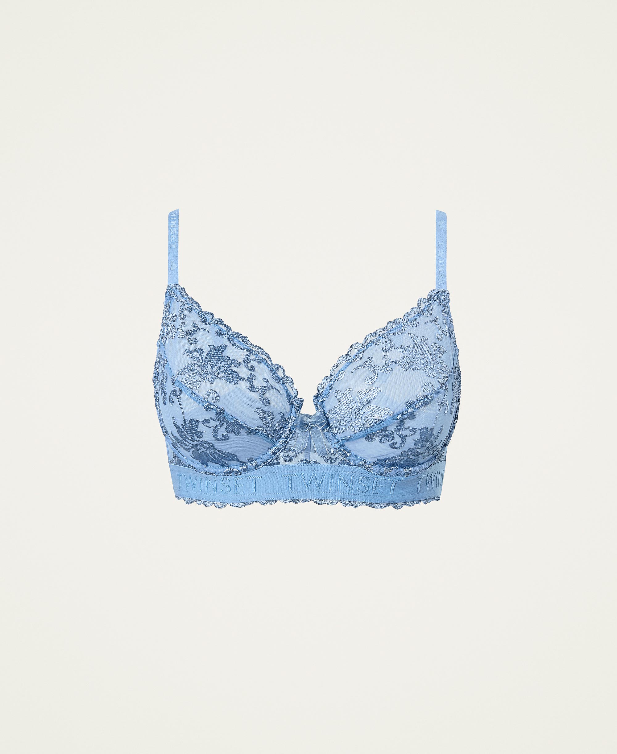 Underwired lace bra Woman, Blue | TWINSET Milano