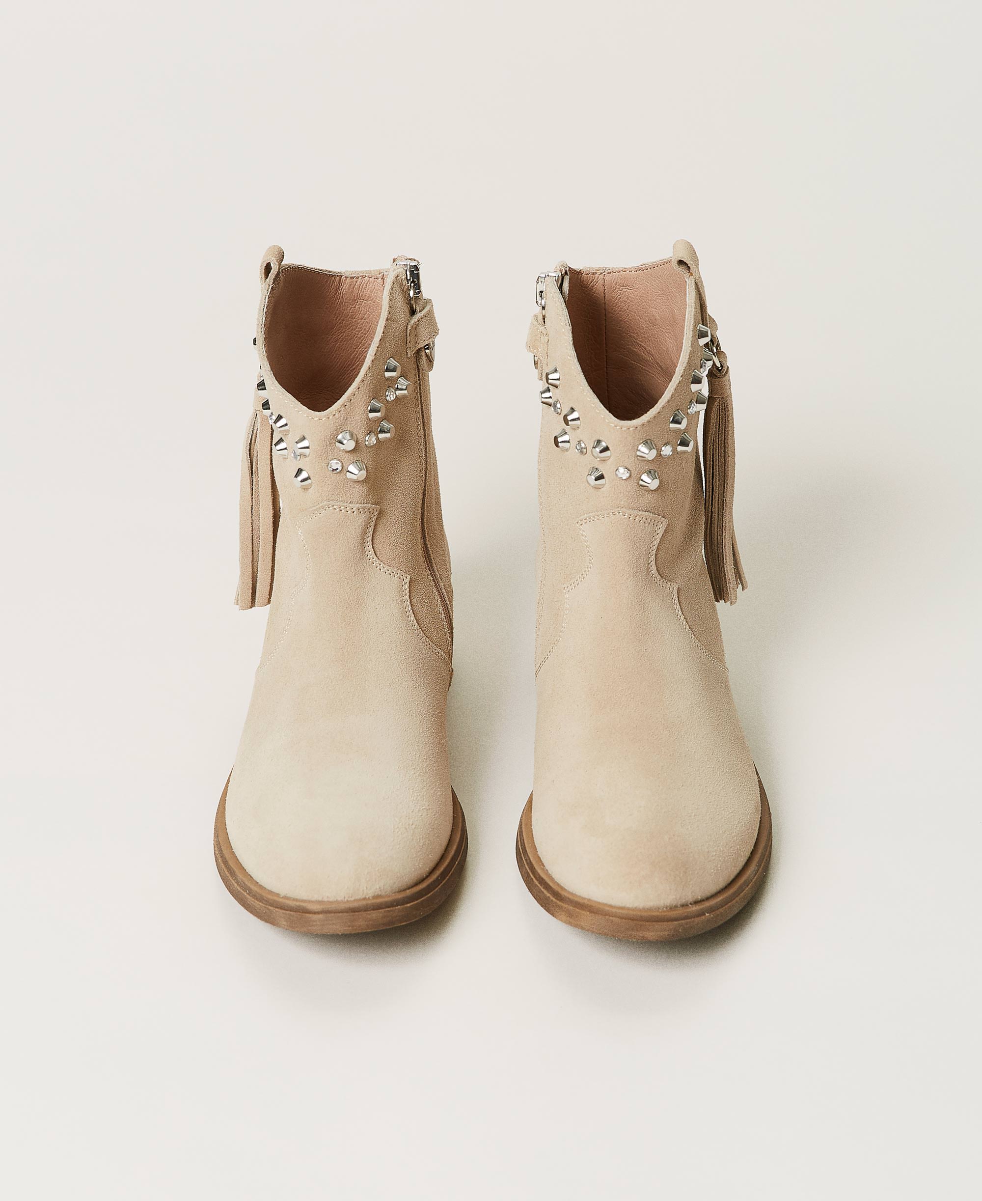Stivali texani in pelle Bambina, Beige | TWINSET Milano