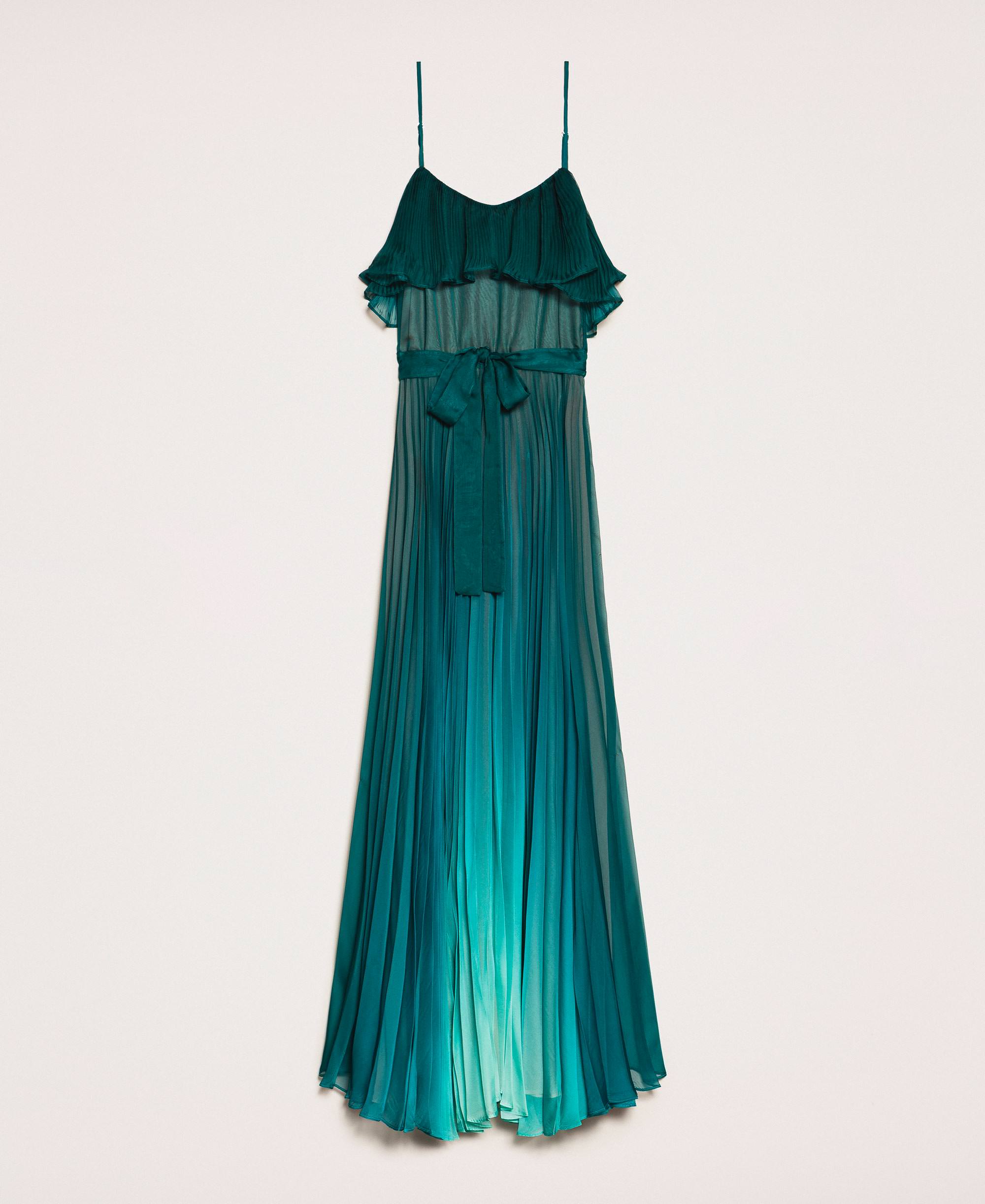 Abito lungo in chiffon plissé Donna, Verde | TWINSET Milano
