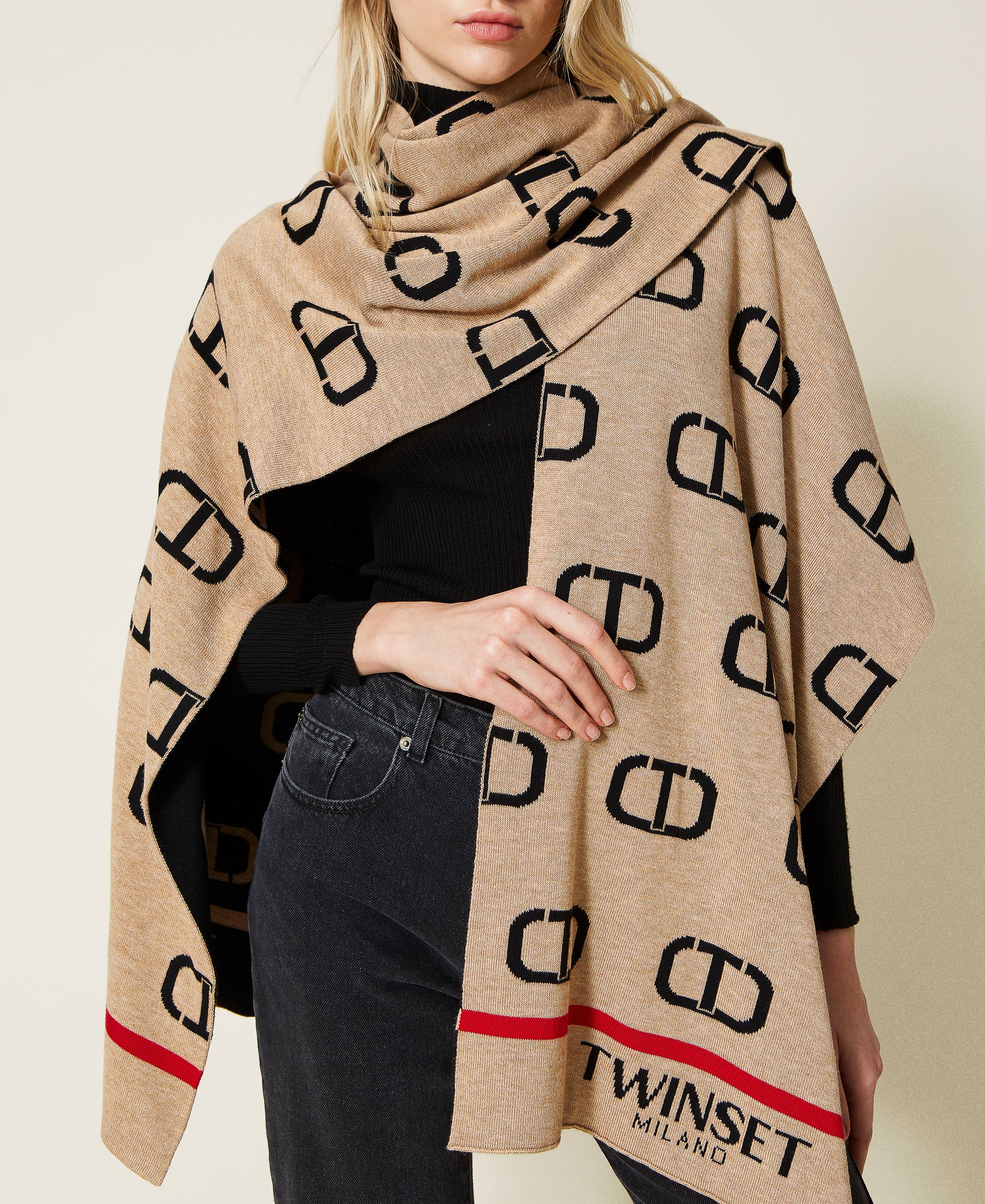 Vivo Reversible Printed Poncho - Chocolate Brown / Tangerine Pepeo Print main image 1