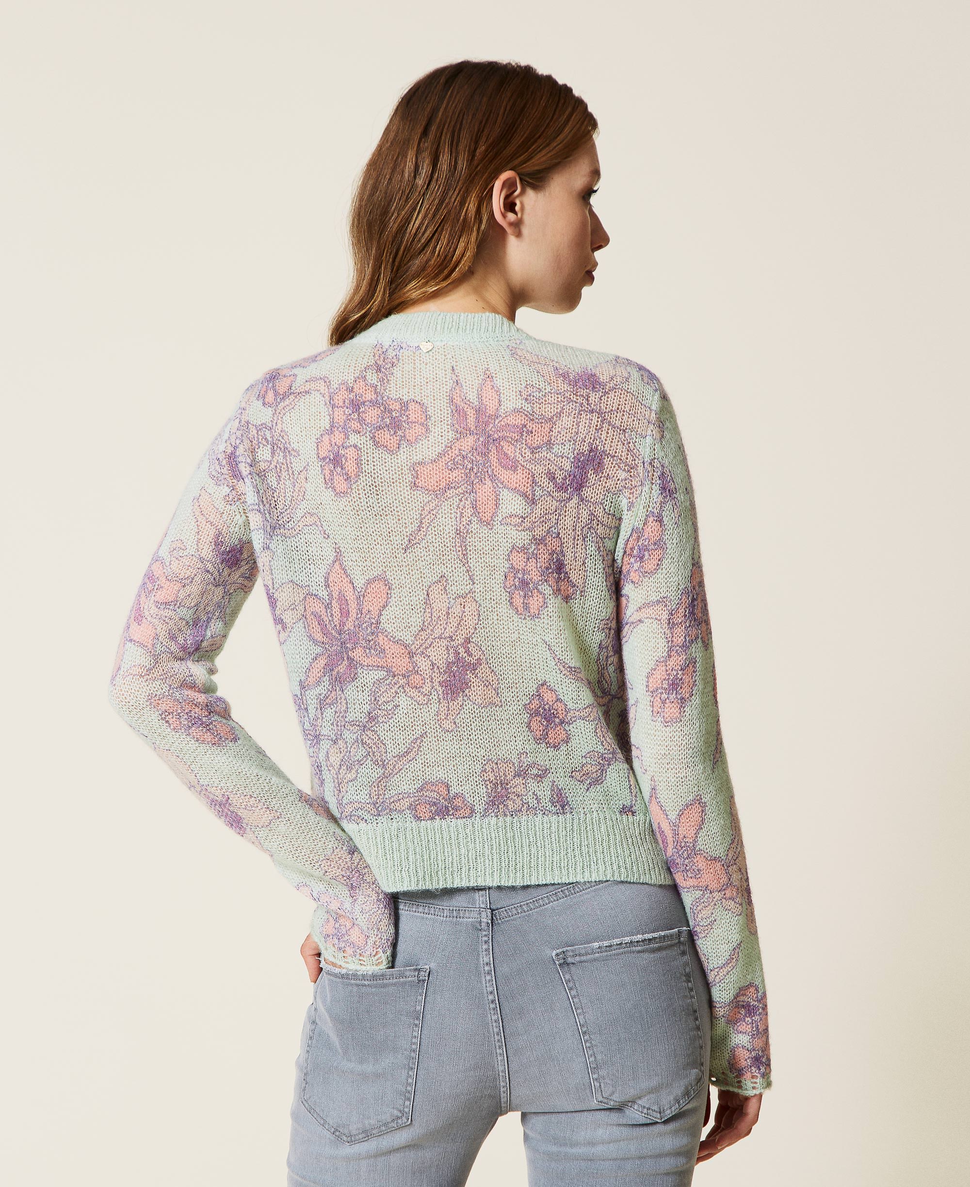 Short cardigan with floral print Woman 