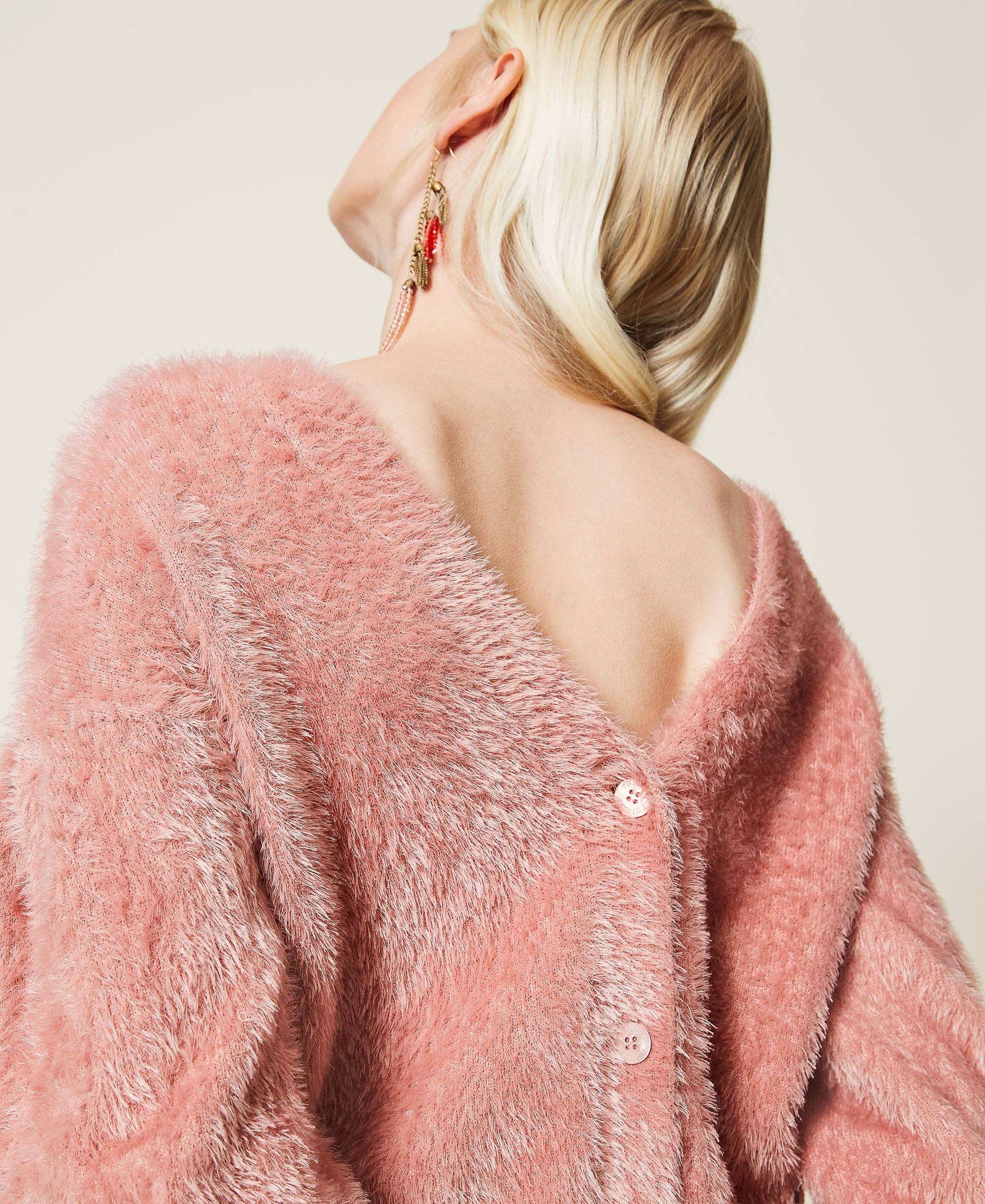 Jumper-cardigan with gathered sleeves