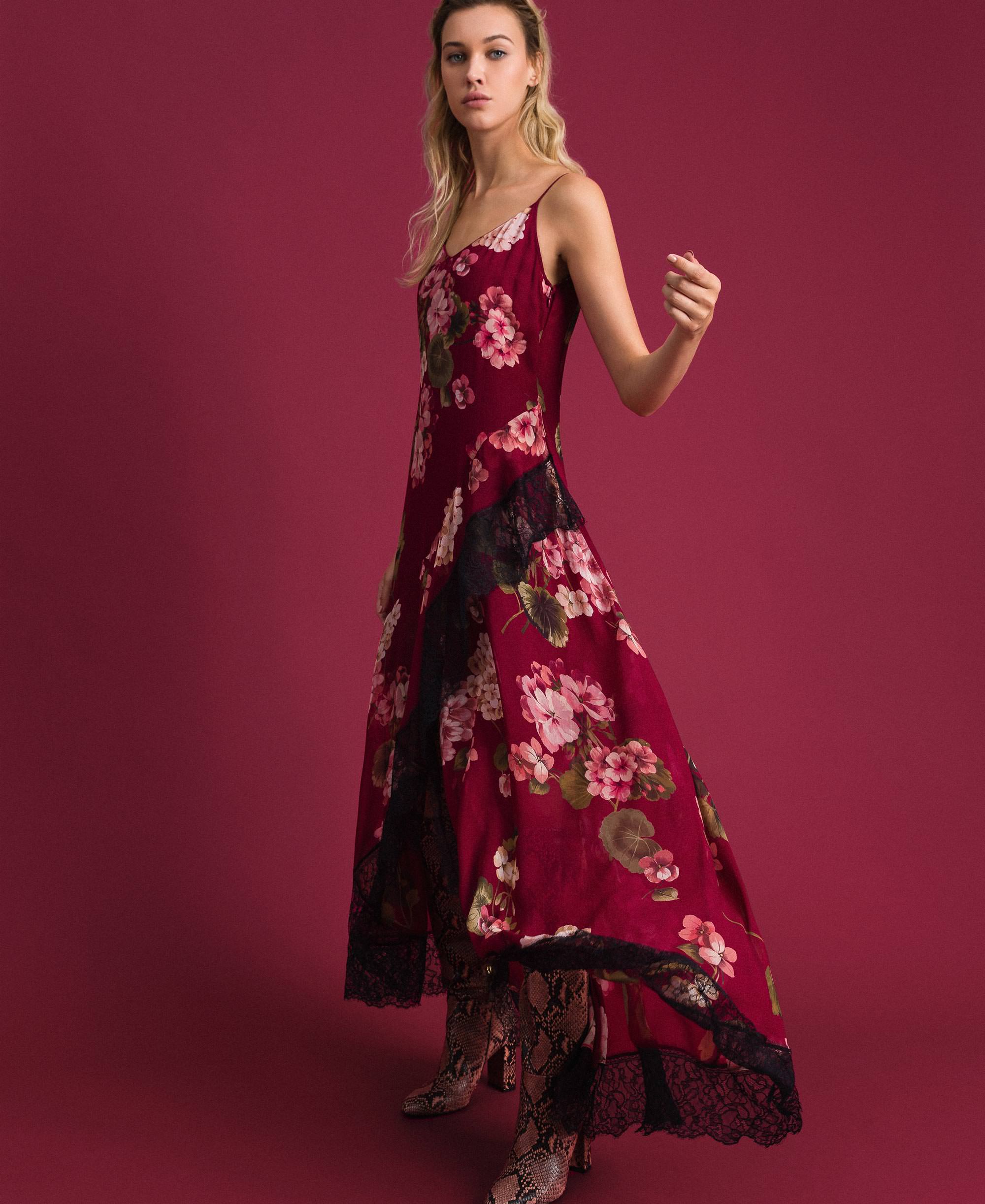 Floral print creponne slip dress Woman 