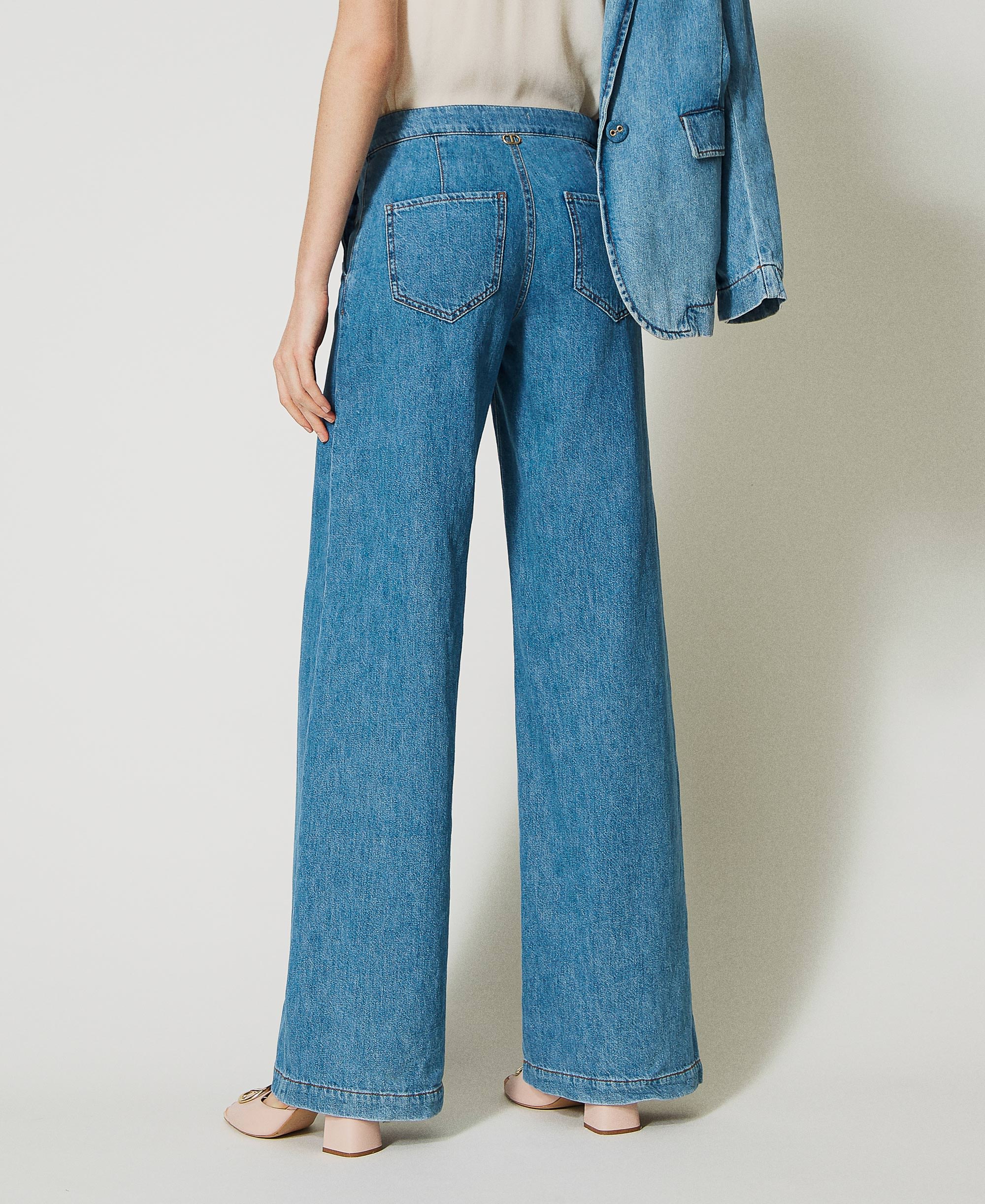 Please Jeans in denim blu con vita elasticizzata PE01012G77J