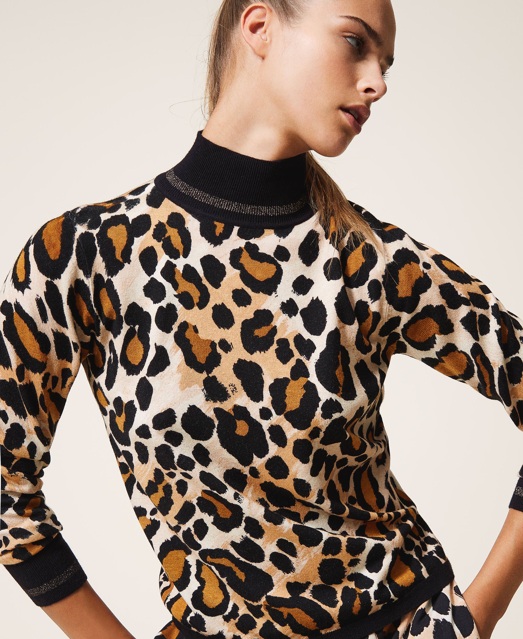 dkny leopard turtleneck